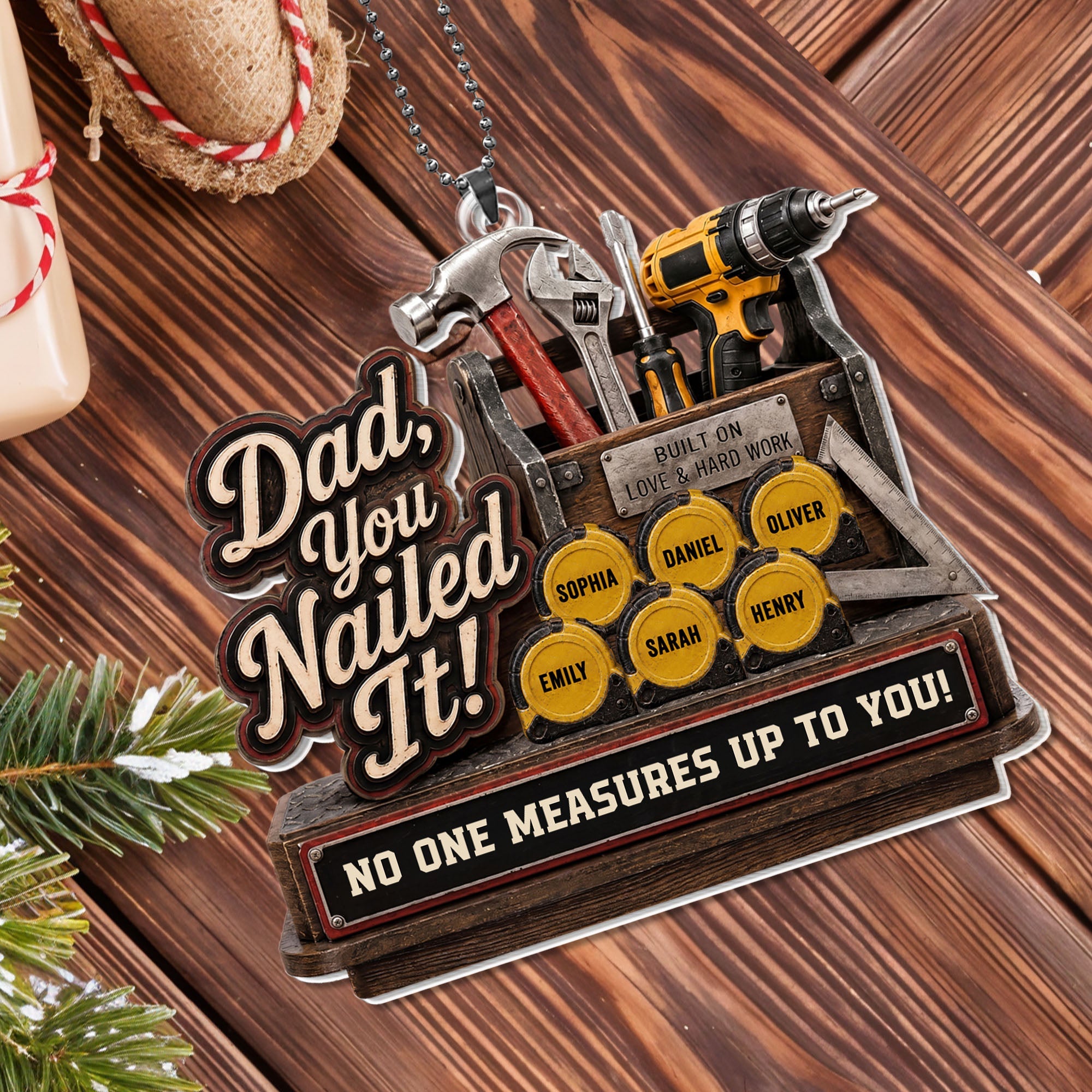 Personalized Acrylic Car Ornament Custom Gift for Dad Car Acrylic Ornament GradoCreations