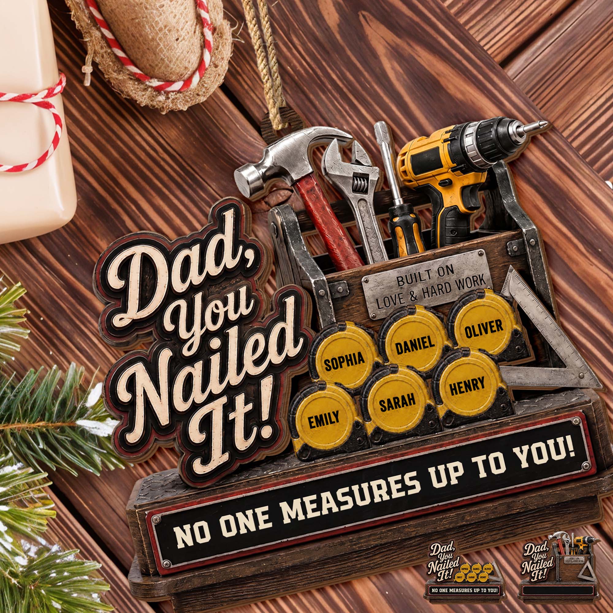 Personalized Double Layer Wood Ornament for Dad Gift Idea 2-Layered Wood Ornament GradoCreations