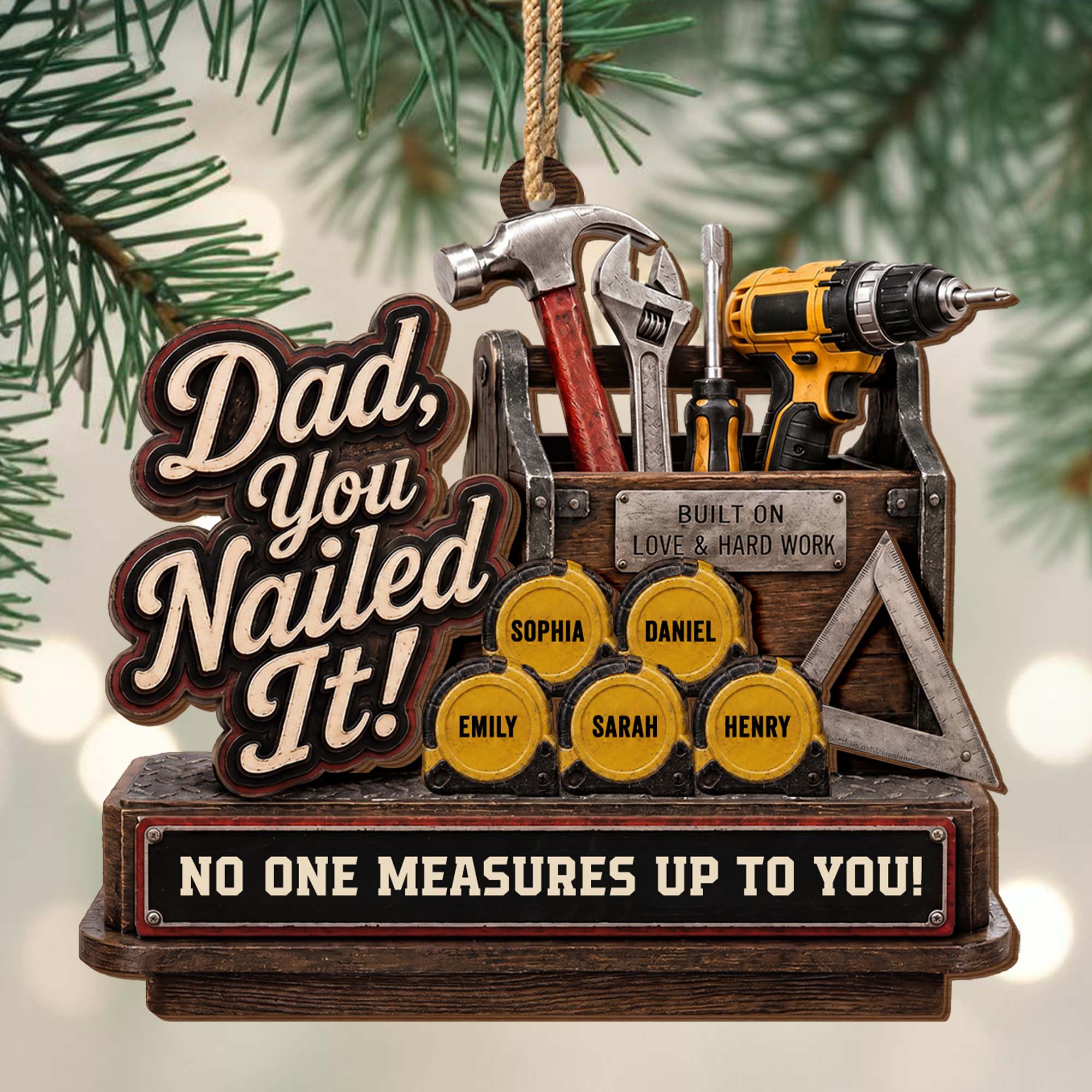 Personalized Double Layer Wood Ornament for Dad Gift Idea 2-Layered Wood Ornament GradoCreations