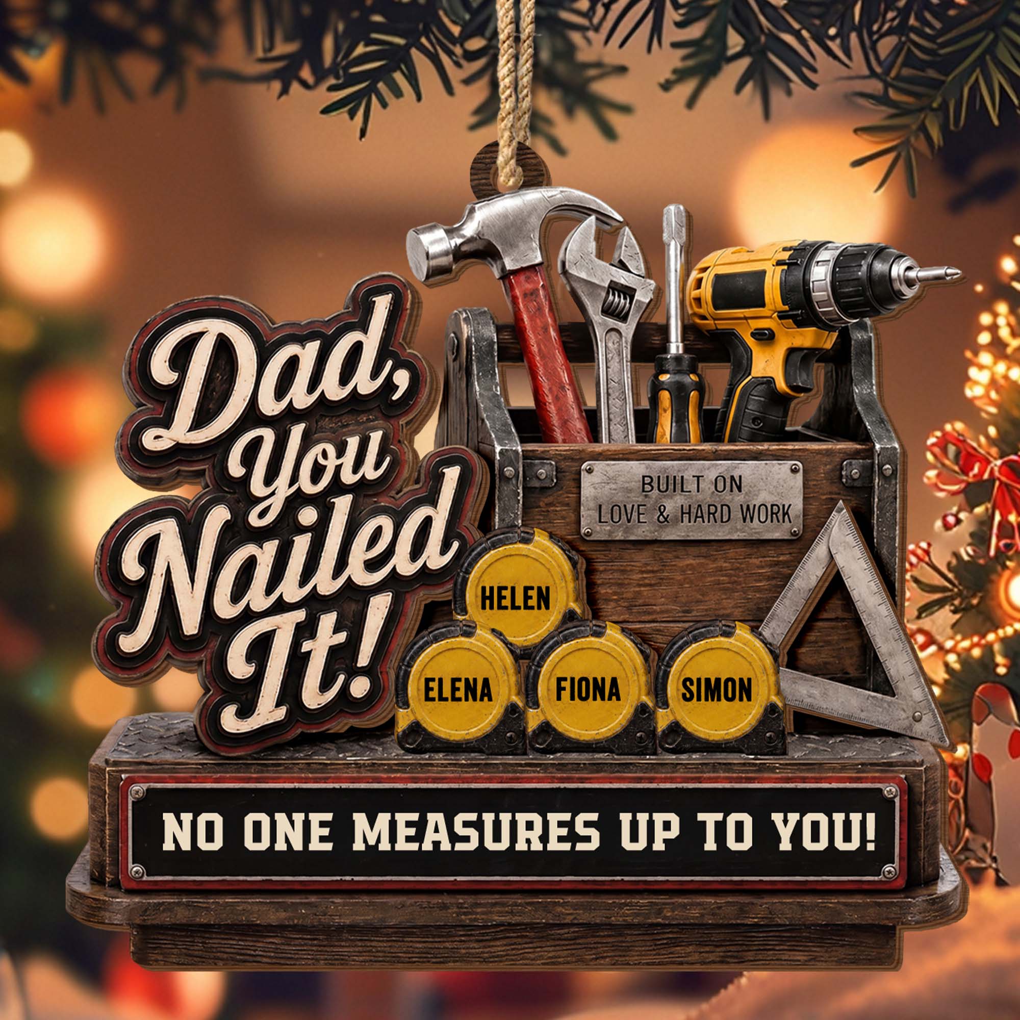 Personalized Double Layer Wood Ornament for Dad Gift Idea 2-Layered Wood Ornament GradoCreations