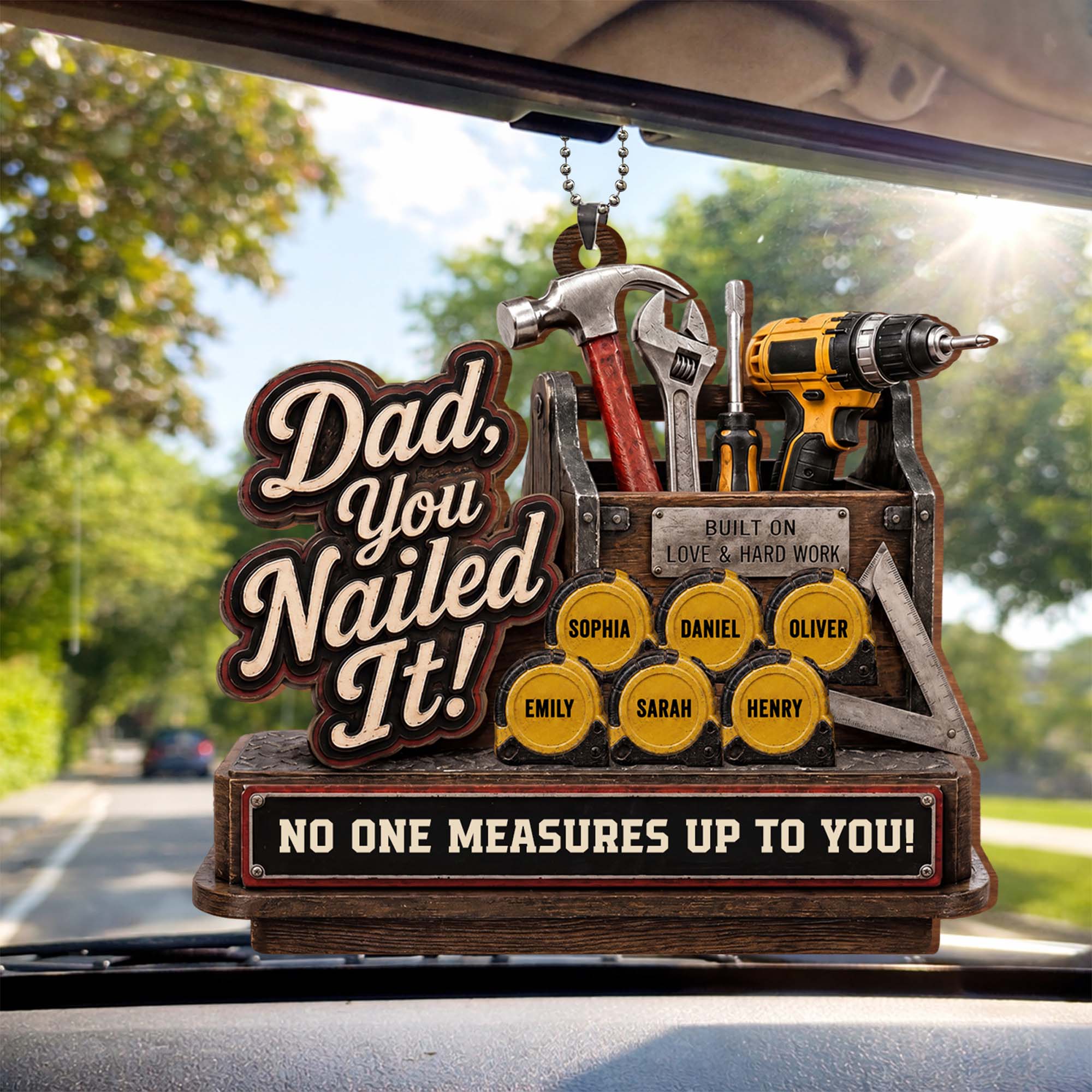 Personalized Wood Ornament Custom Name Gift for Dad's Car Wood Ornament GradoCreations