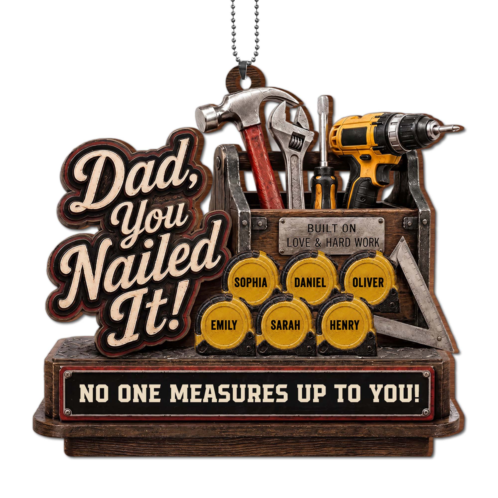 Personalized Wood Ornament Custom Name Gift for Dad's Car Wood Ornament GradoCreations