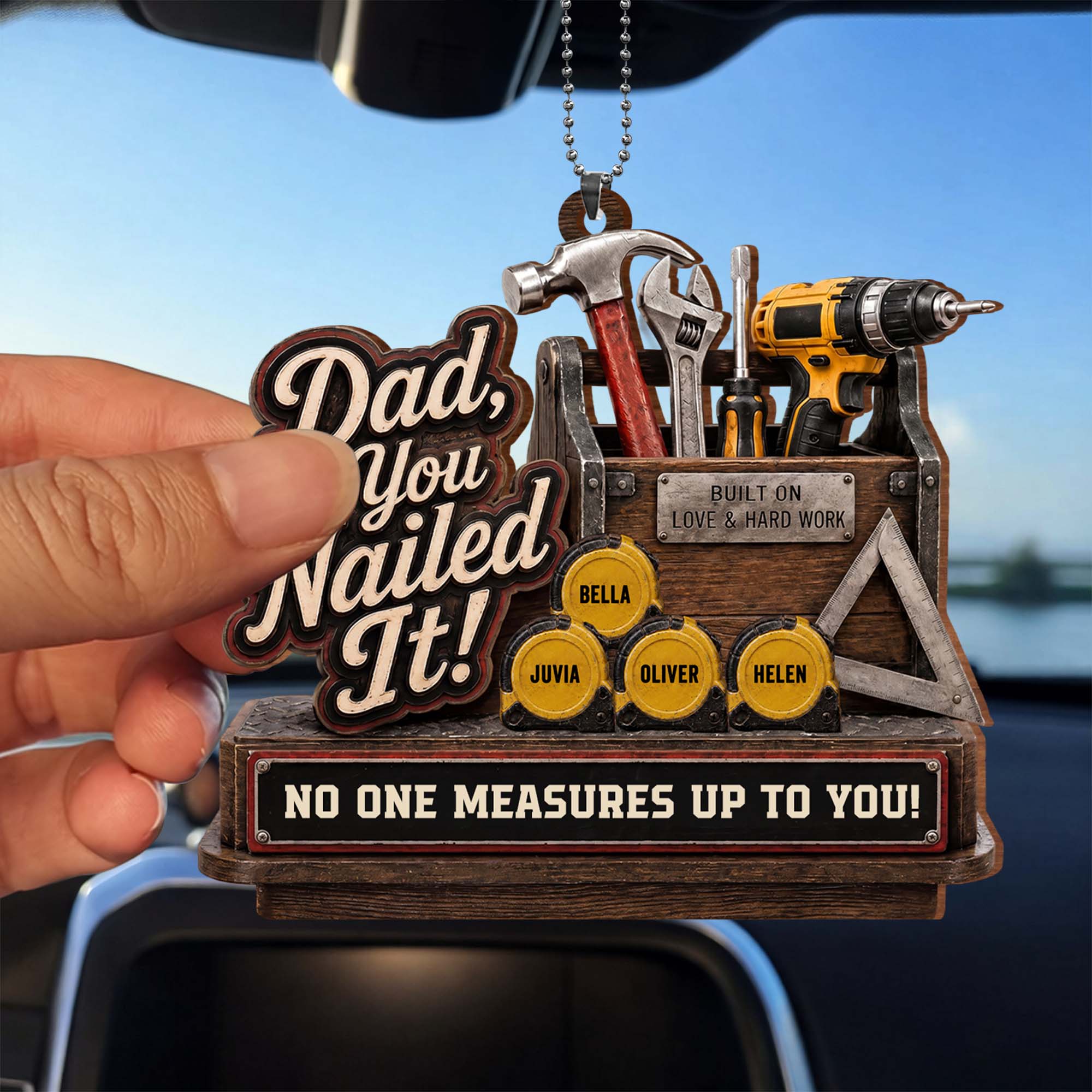 Personalized Wood Ornament Custom Name Gift for Dad's Car Wood Ornament GradoCreations