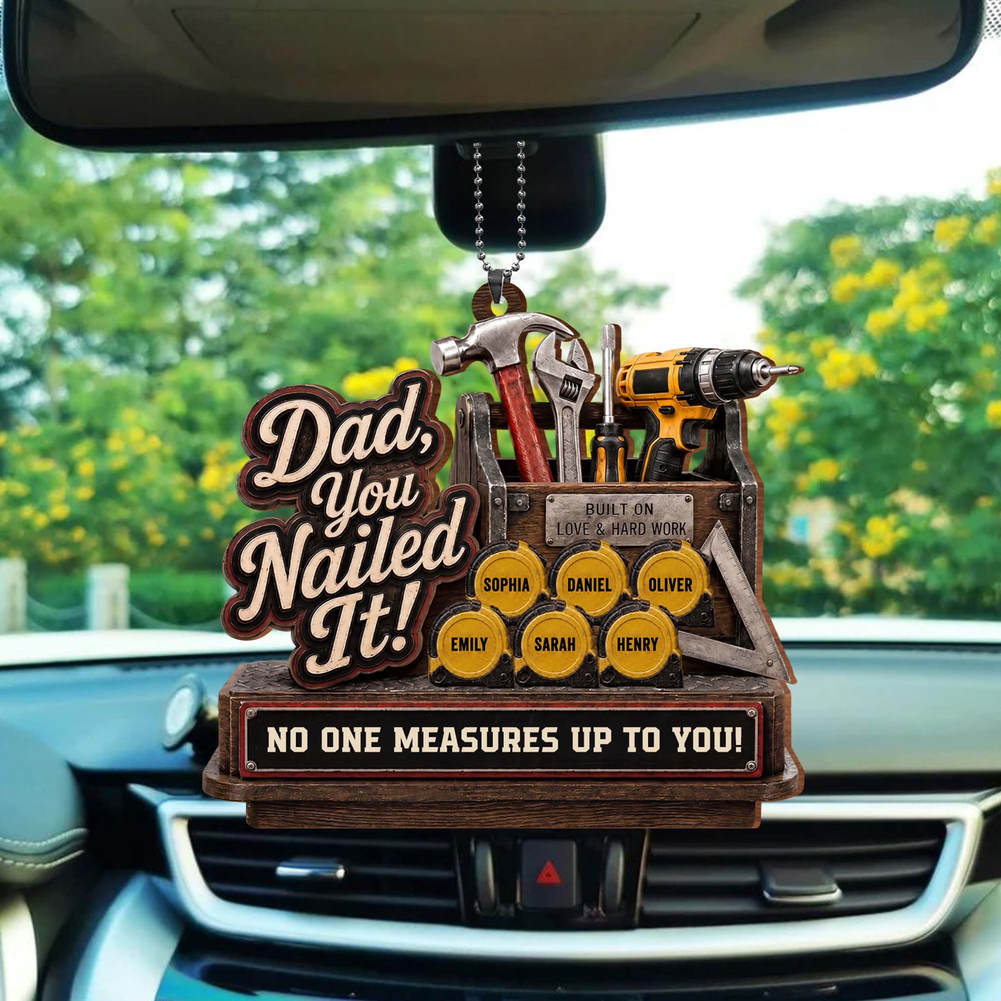 Personalized Wood Ornament Custom Name Gift for Dad's Car Wood Ornament GradoCreations