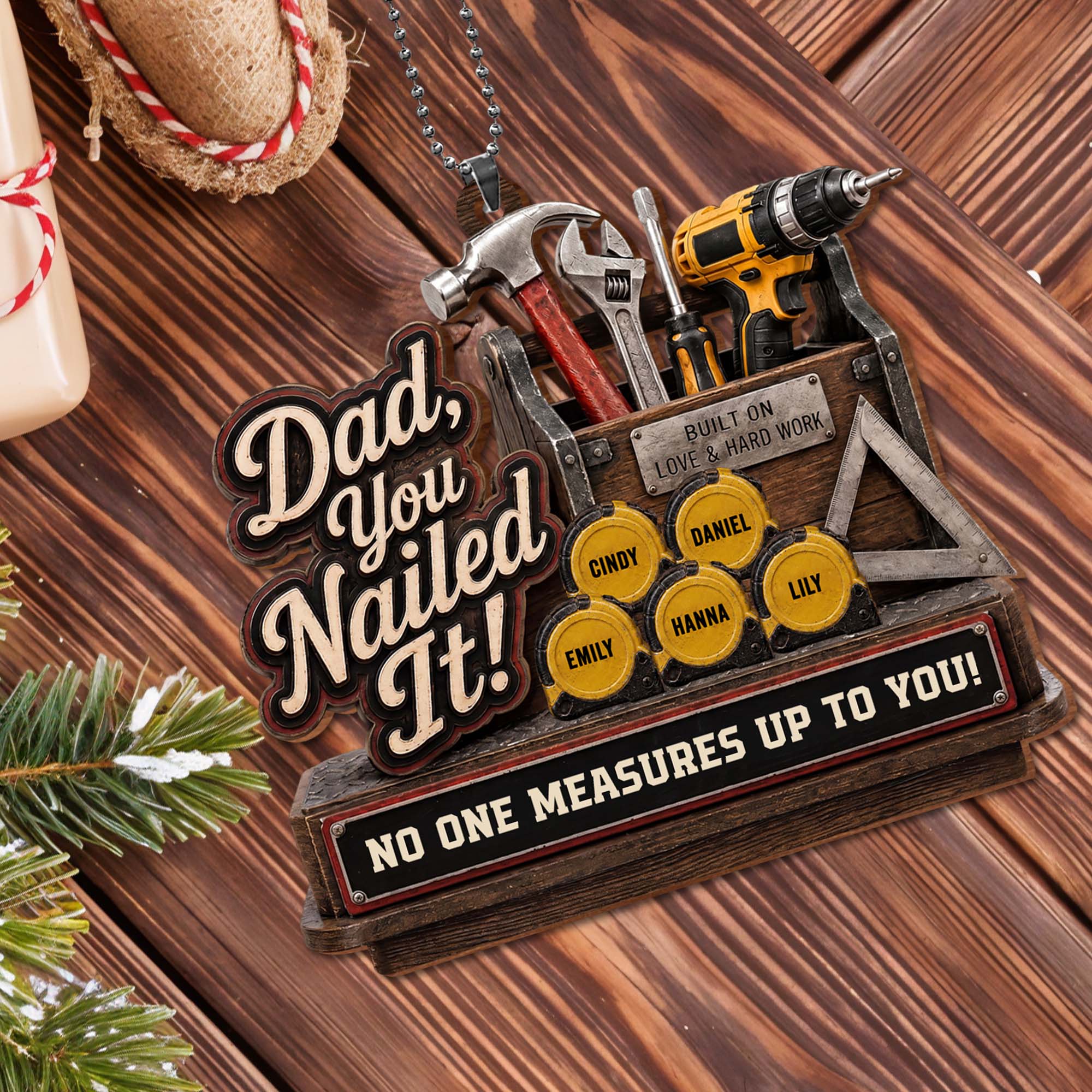 Personalized Wood Ornament Custom Name Gift for Dad's Car Wood Ornament GradoCreations