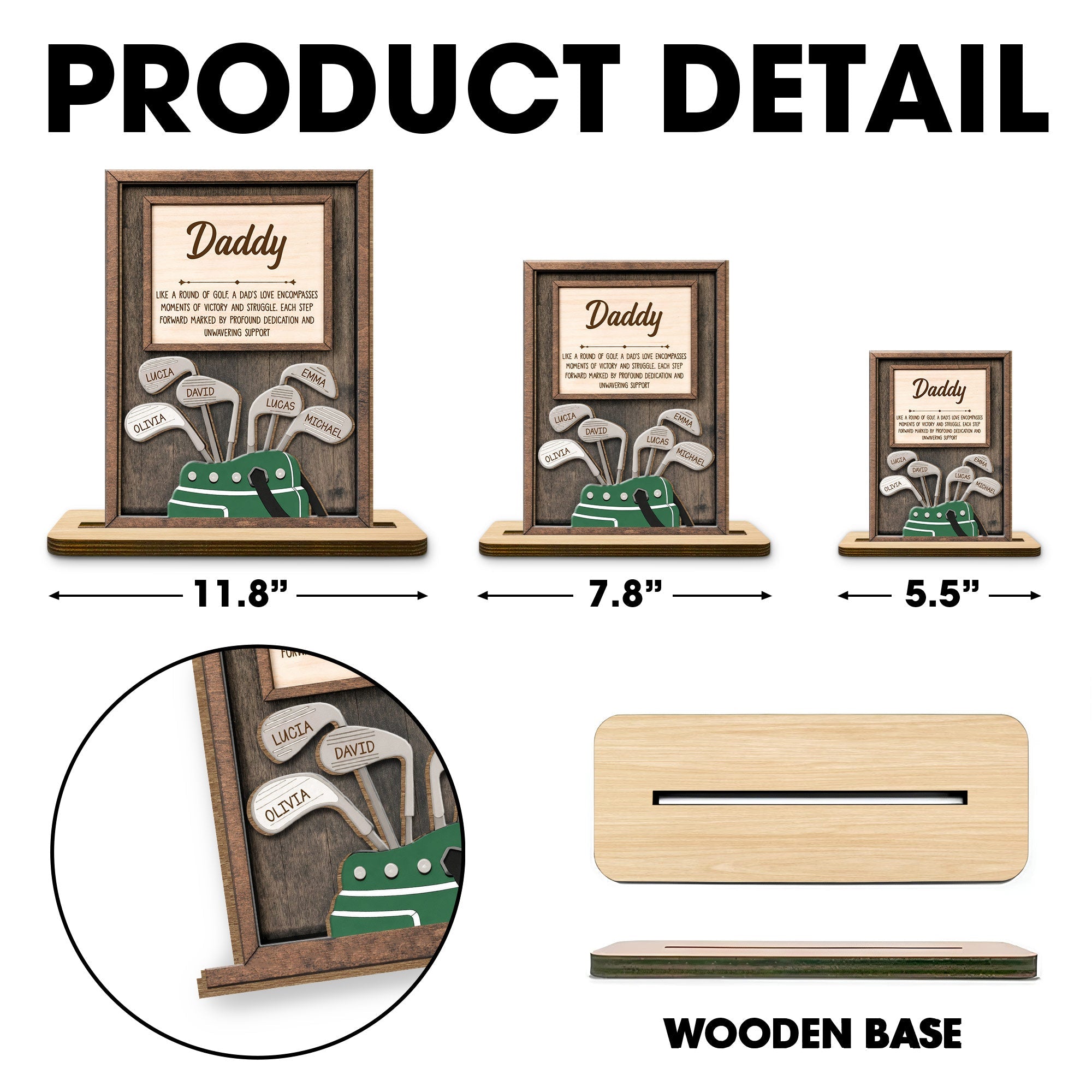Personalized Golf Wood Plaque Custom Name Gift for Dad Wood Plaque GradoCreations