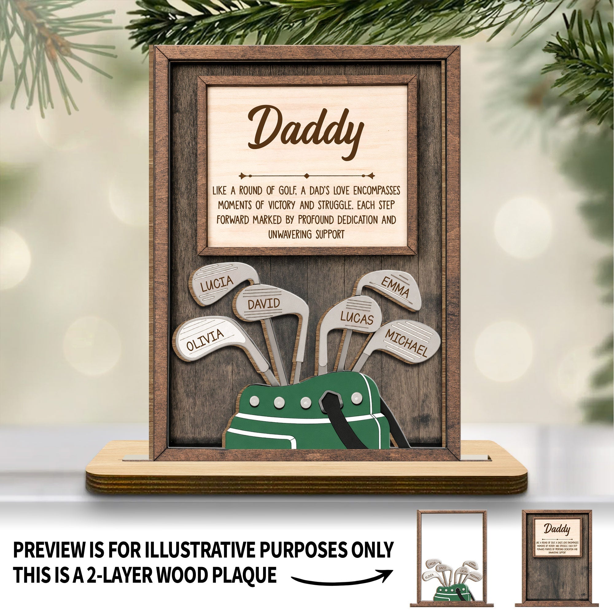 Personalized Golf Wood Plaque Custom Name Gift for Dad Wood Plaque GradoCreations