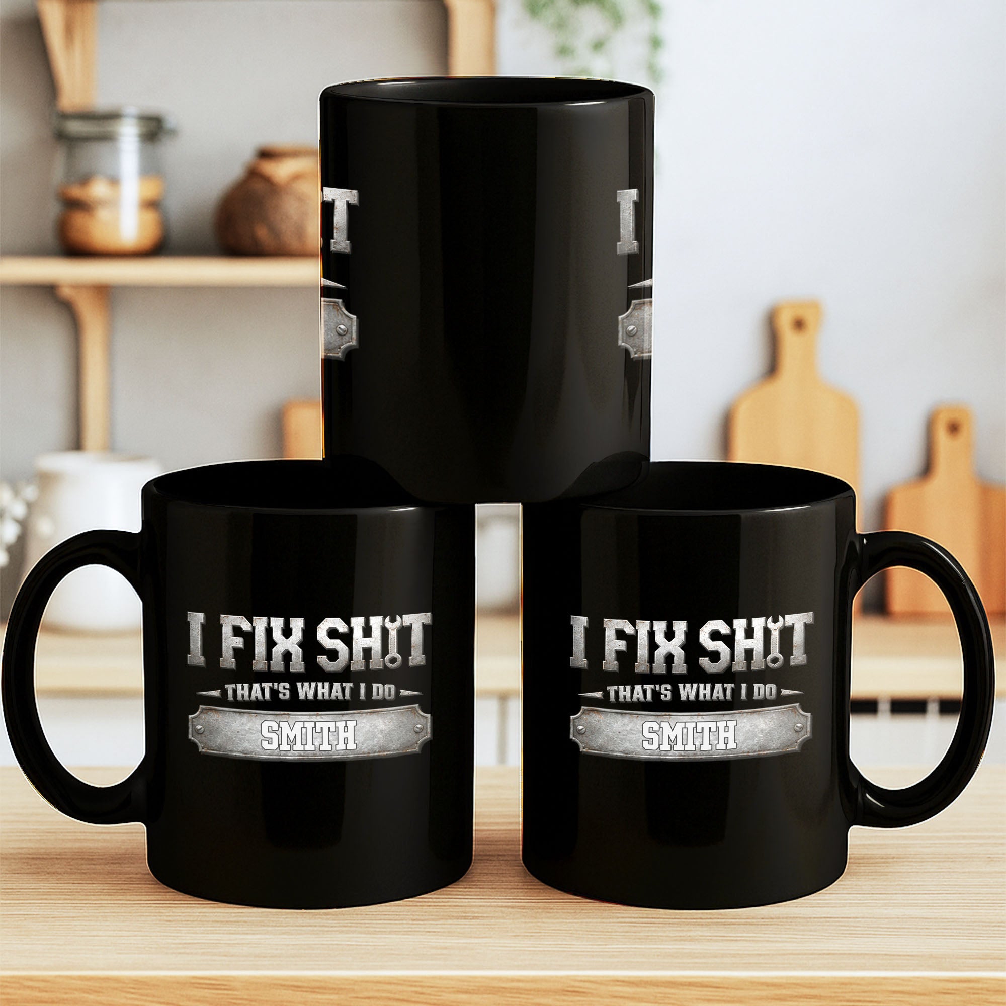 Personalized Black Mug Custom Quote Gift for Dad Handyman Black Mug GradoCreations