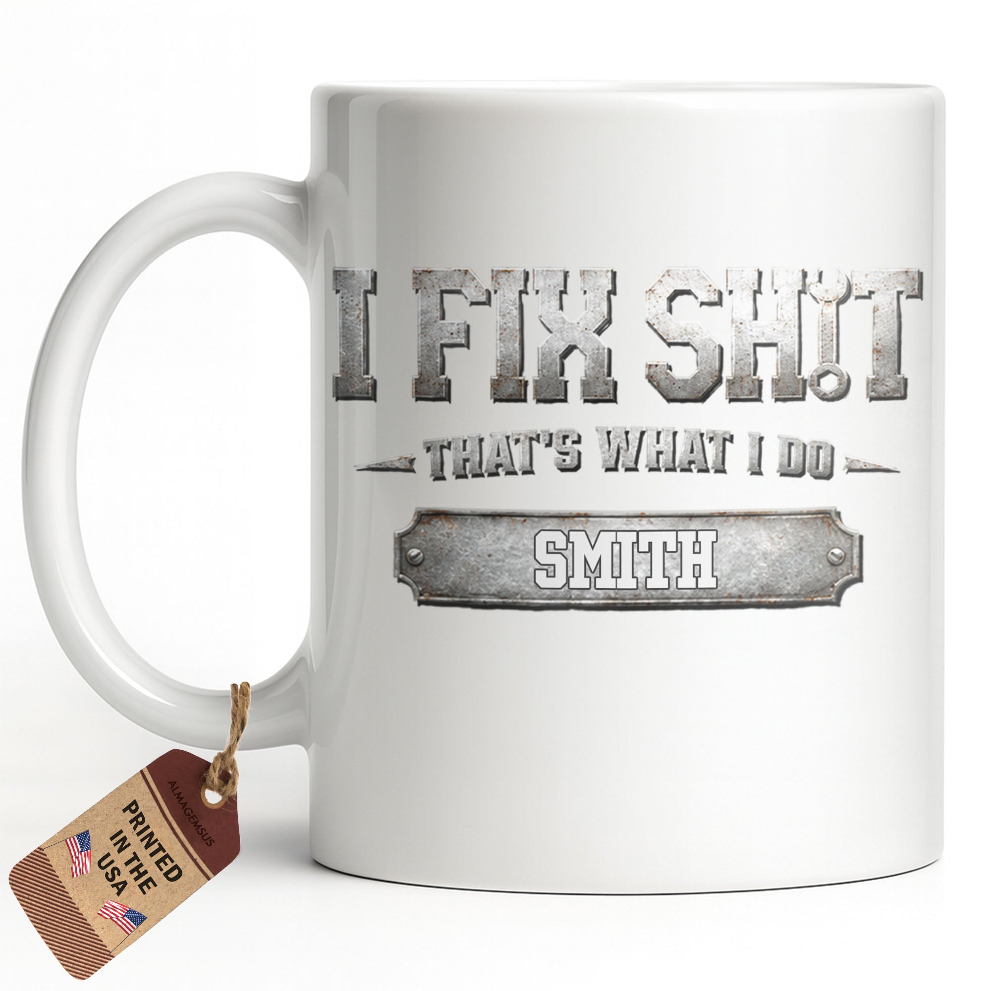 Personalized Industrial Coffee Mug Custom Name Gift for Dad Edge-to-edge Mug GradoCreations