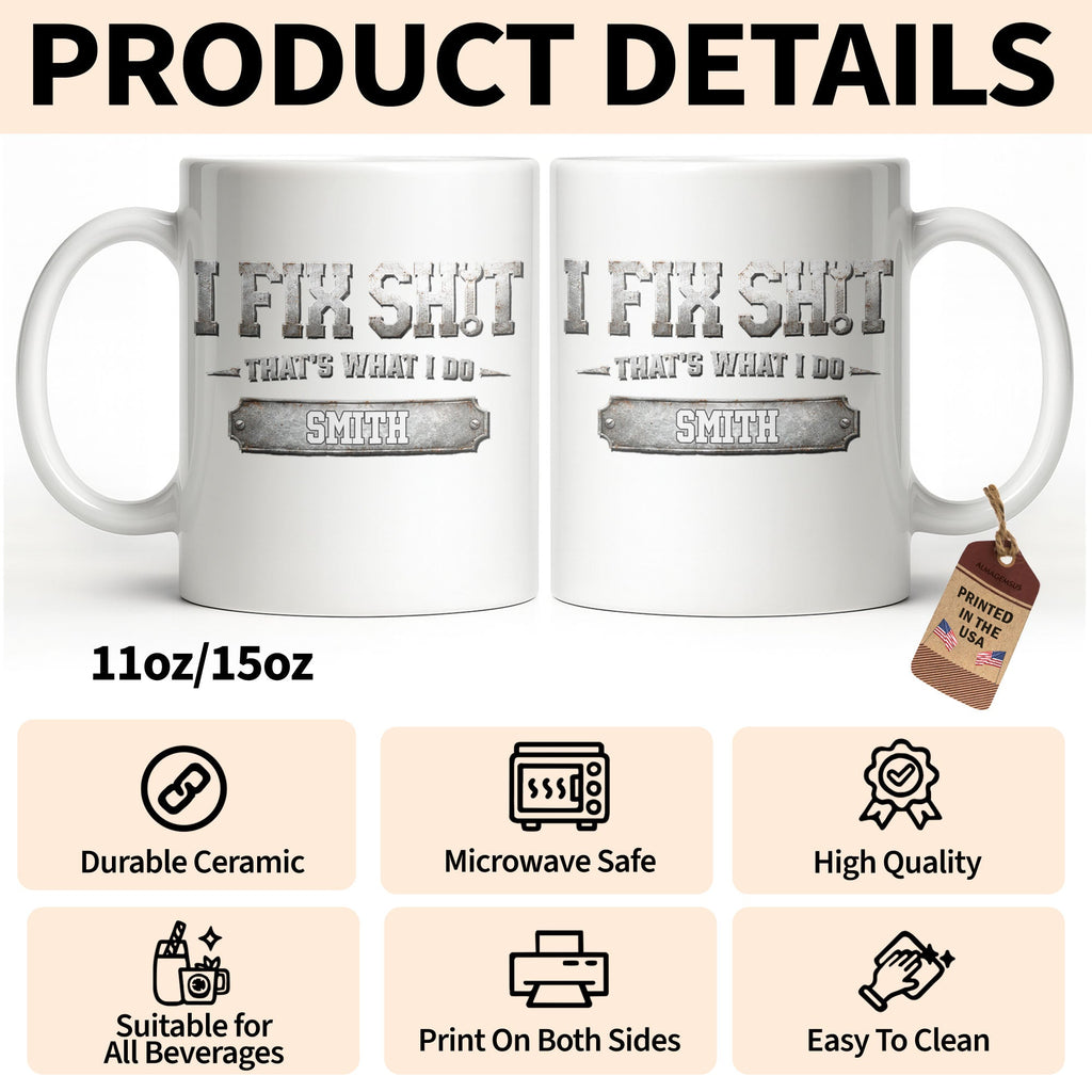 Personalized Industrial Coffee Mug Custom Name Gift for Dad Edge-to-edge Mug GradoCreations