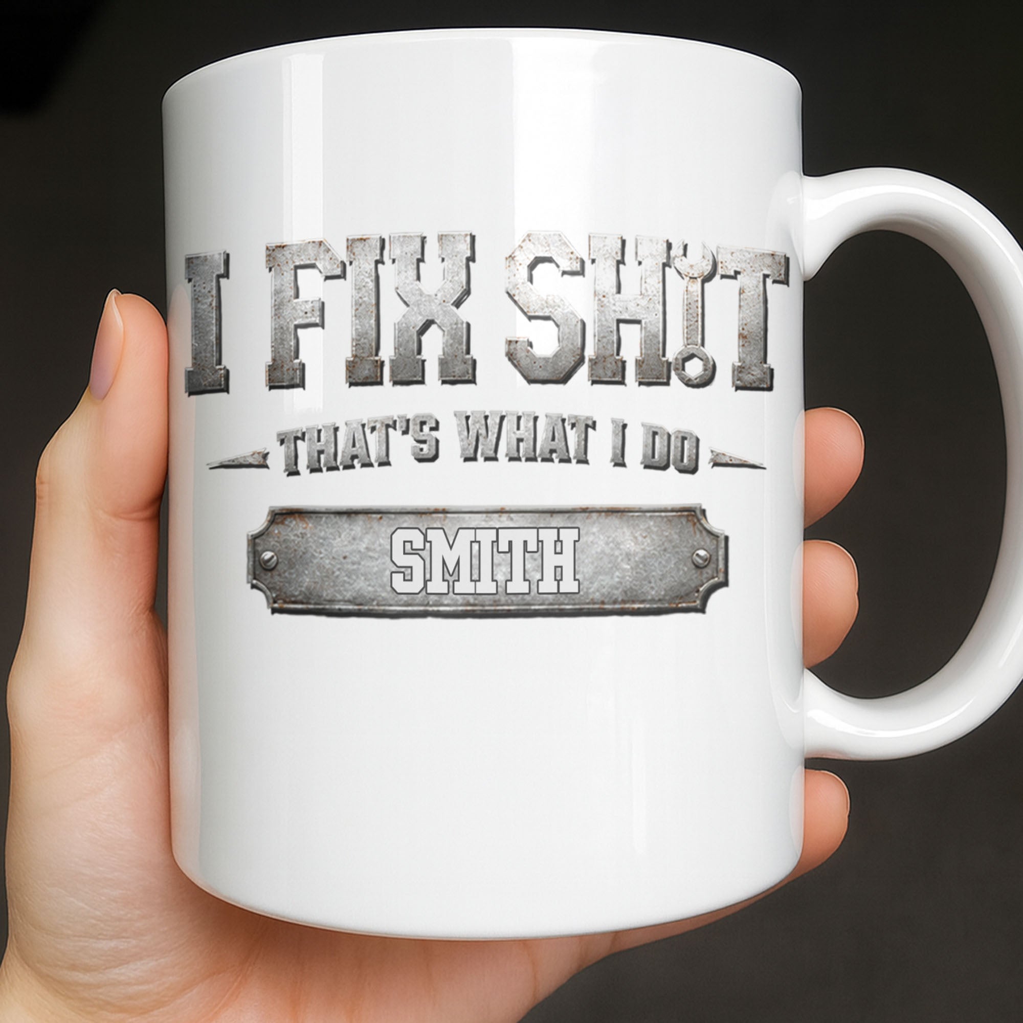 Personalized Industrial Coffee Mug Custom Name Gift for Dad Edge-to-edge Mug GradoCreations