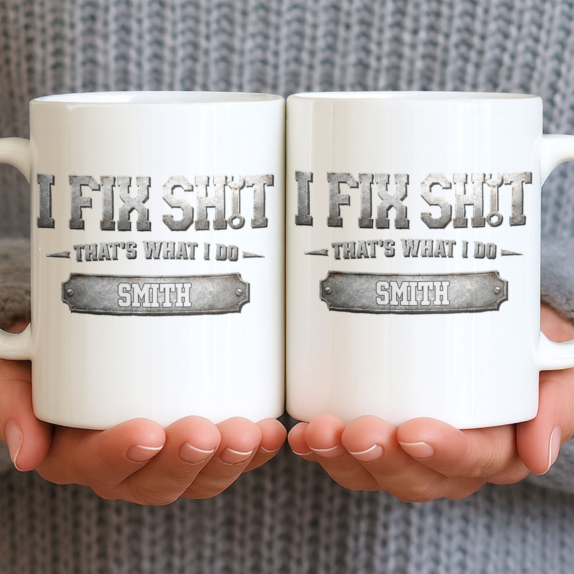 Personalized Industrial Coffee Mug Custom Name Gift for Dad Edge-to-edge Mug GradoCreations