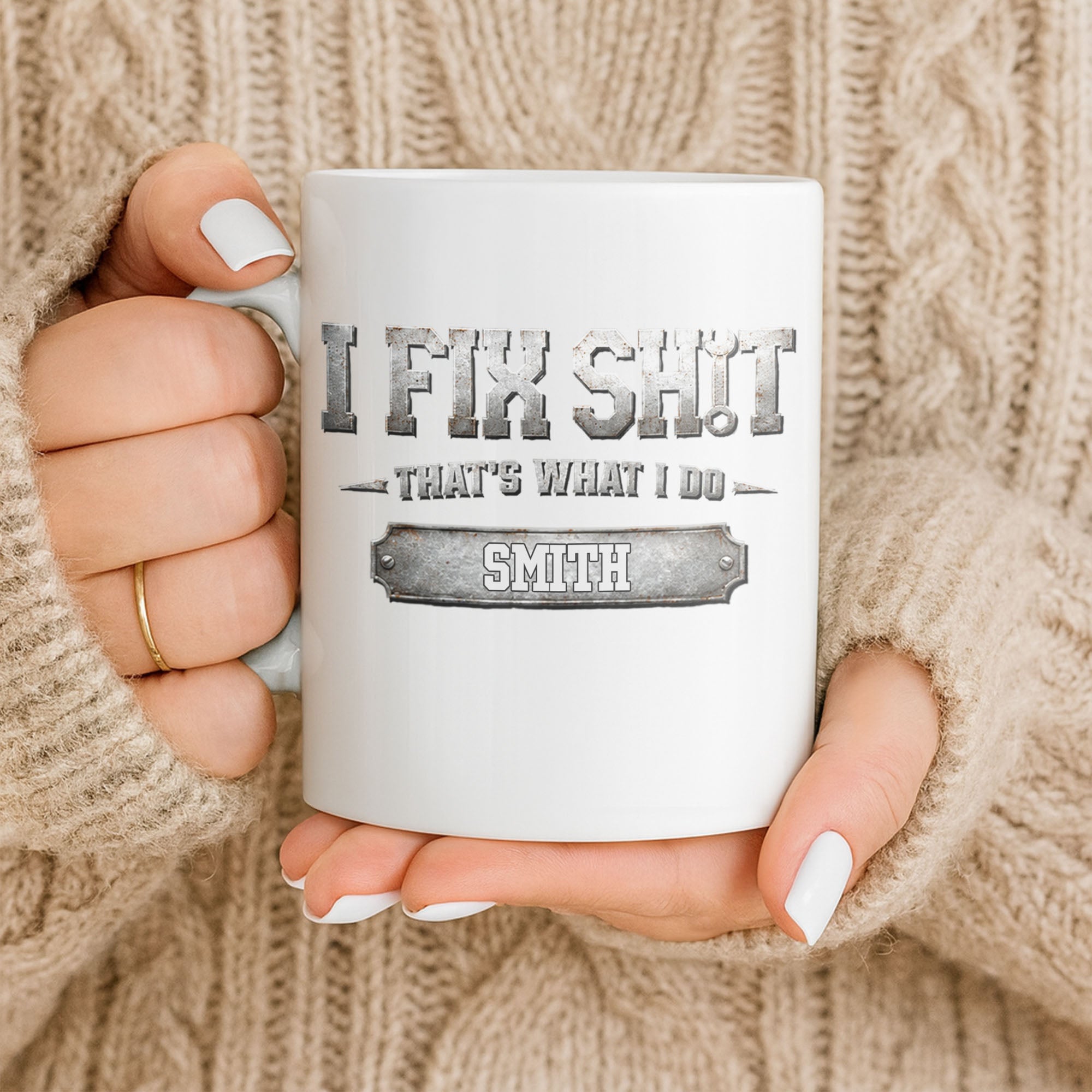 Personalized Industrial Coffee Mug Custom Name Gift for Dad Edge-to-edge Mug GradoCreations