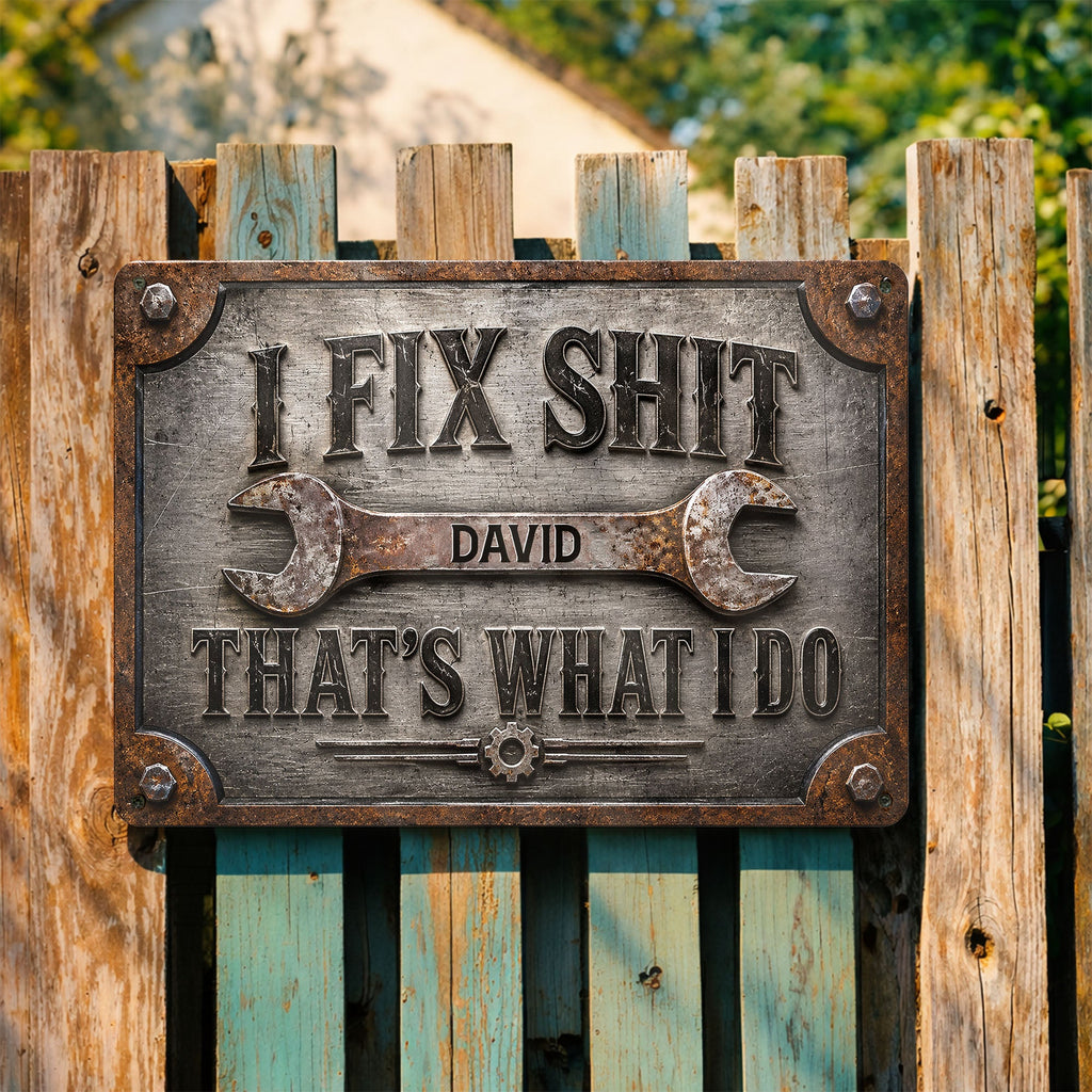Personalized Metal Sign Custom Name Handyman Gift for Dad Metal Sign GradoCreations