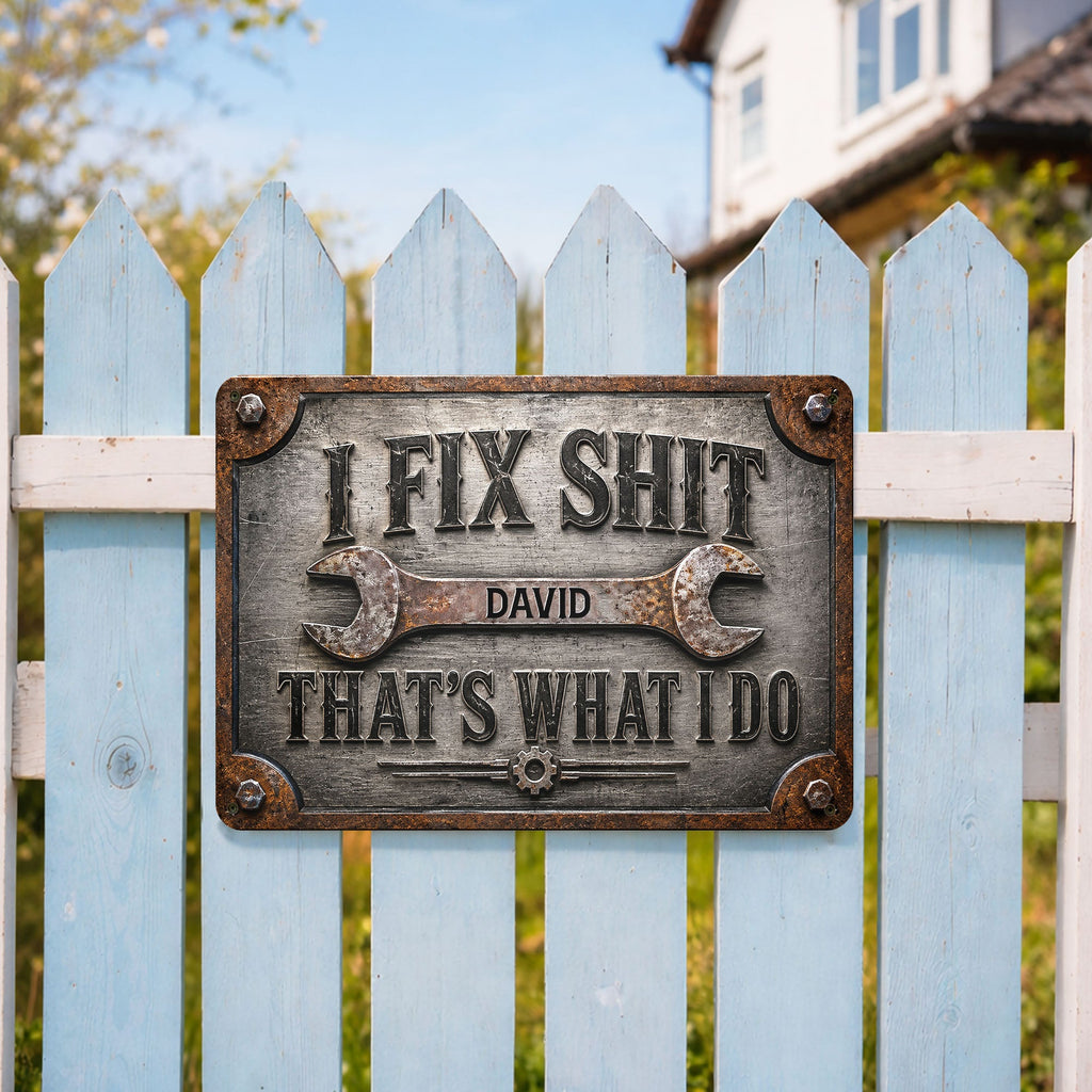 Personalized Metal Sign Custom Name Handyman Gift for Dad Metal Sign GradoCreations