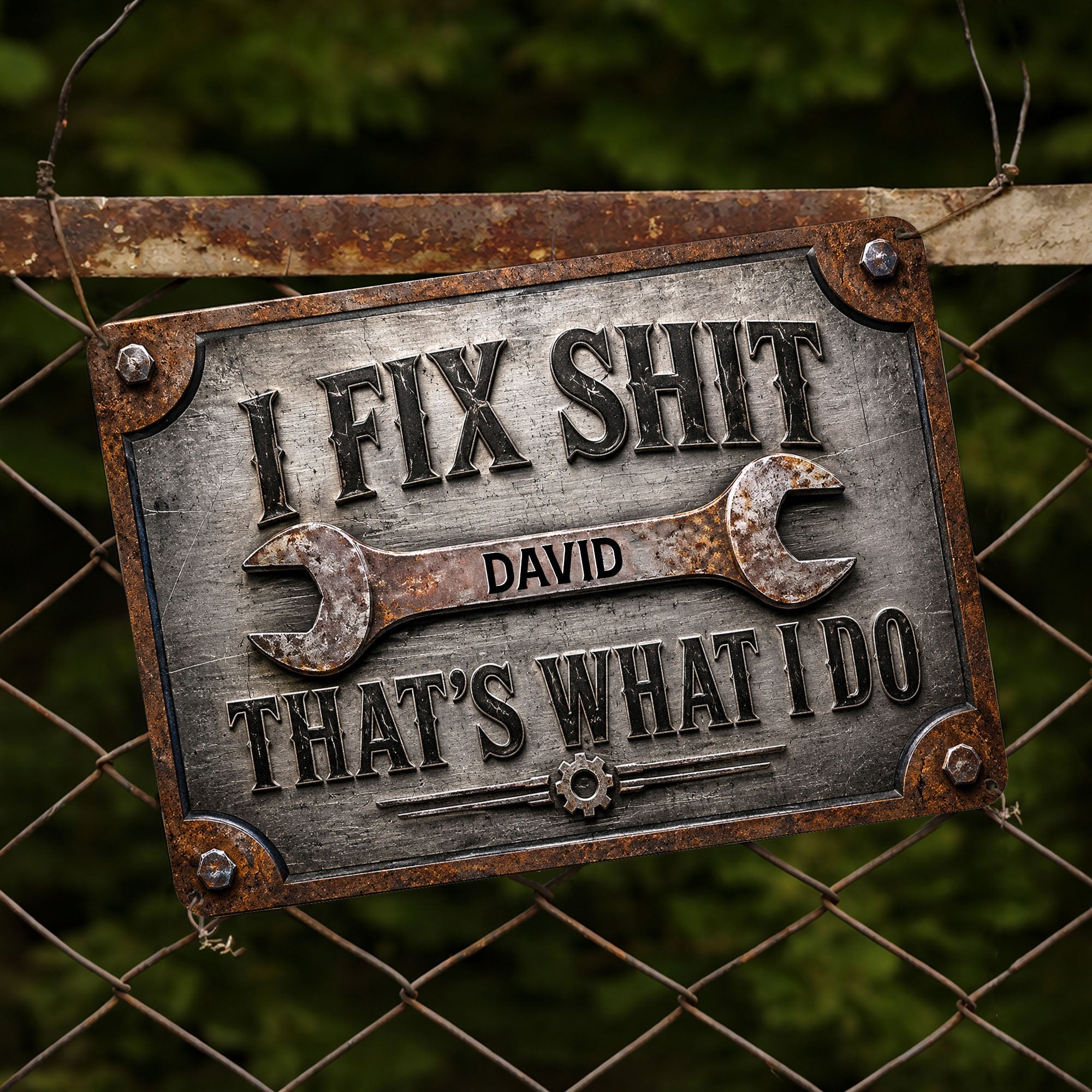 Personalized Metal Sign Custom Name Handyman Gift for Dad Metal Sign GradoCreations