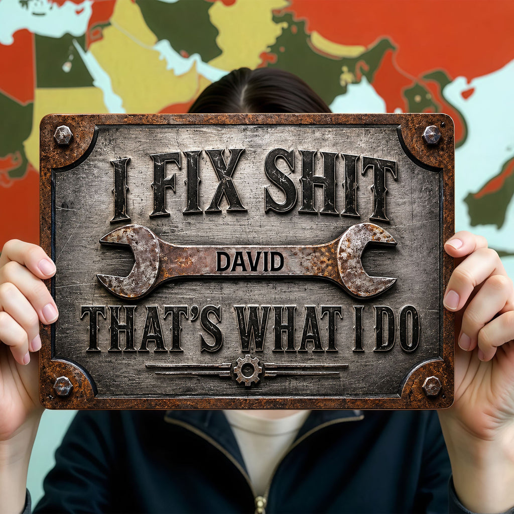Personalized Metal Sign Custom Name Handyman Gift for Dad Metal Sign GradoCreations