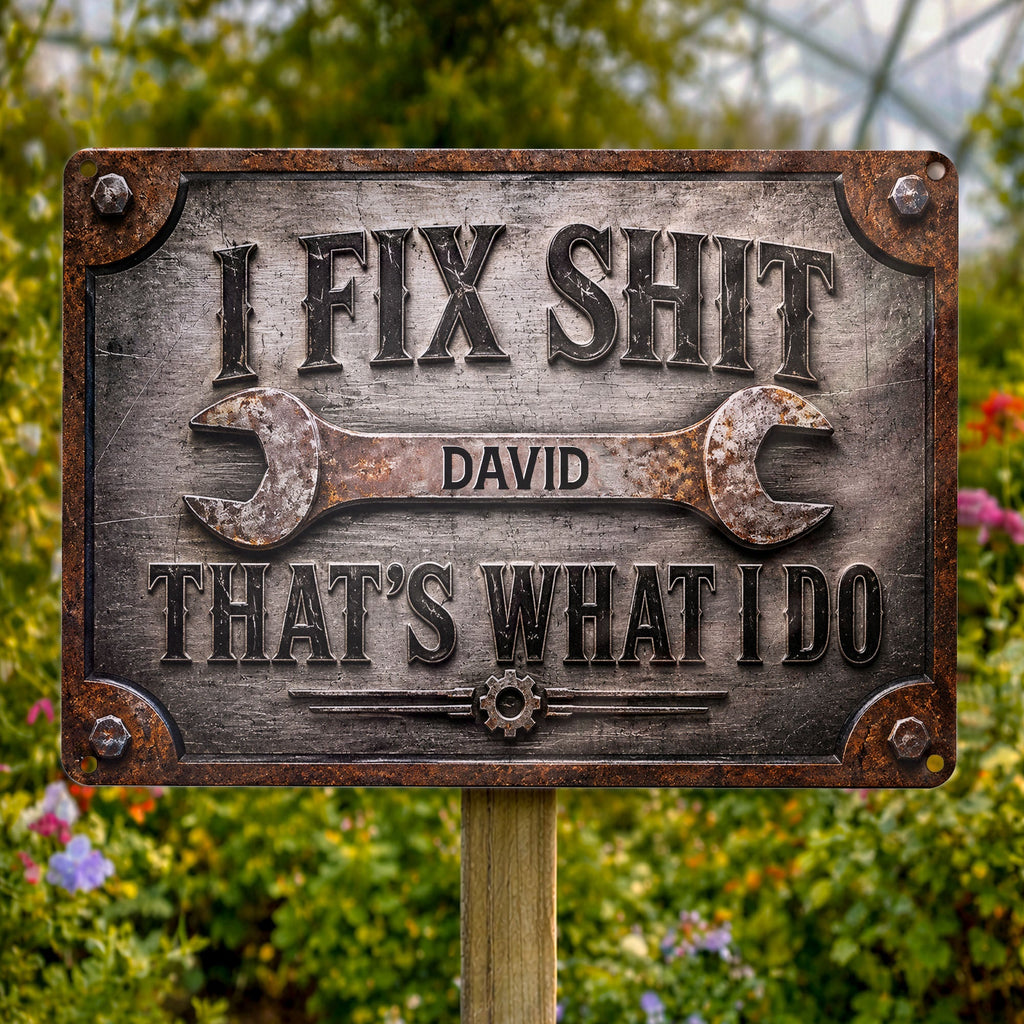 Personalized Metal Sign Custom Name Handyman Gift for Dad Metal Sign GradoCreations
