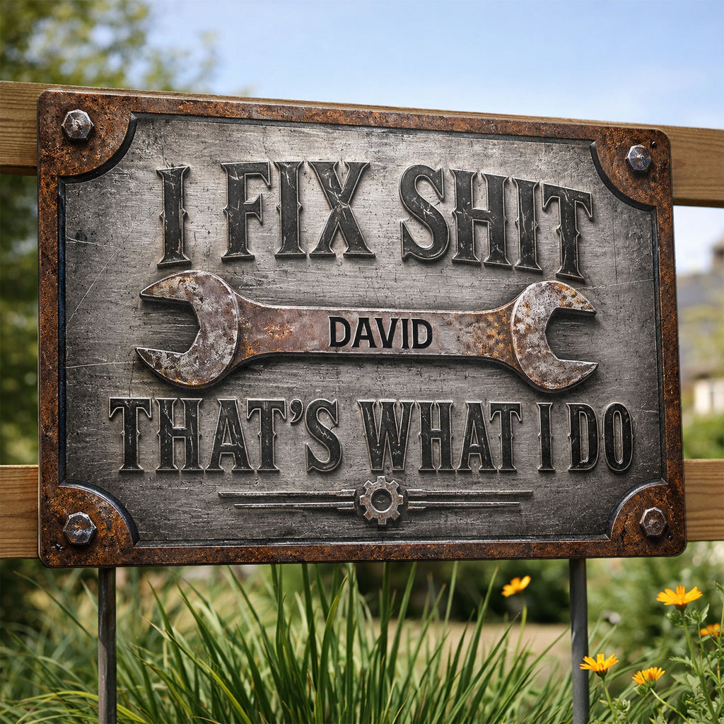 Personalized Metal Sign Custom Name Handyman Gift for Dad Metal Sign GradoCreations