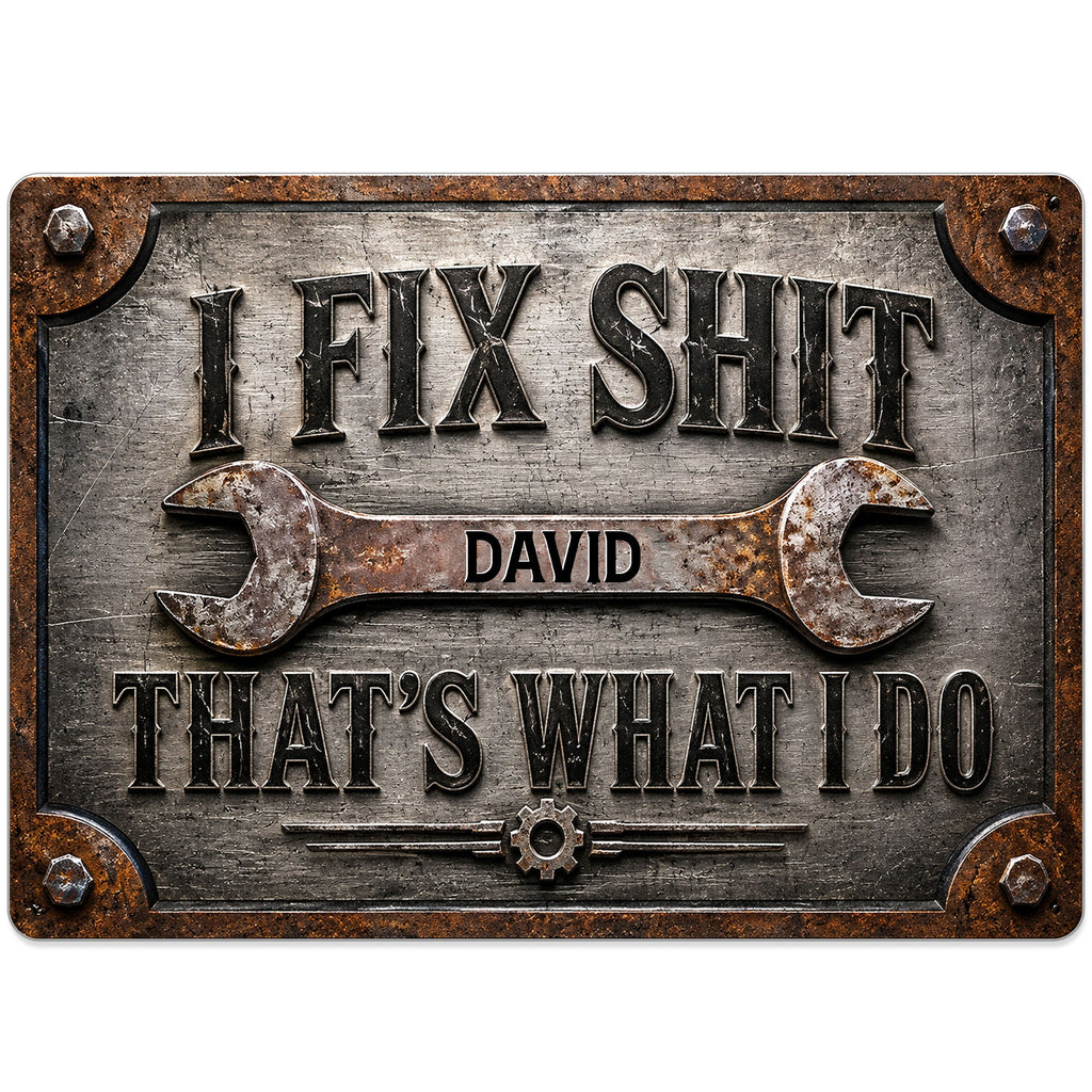 Personalized Metal Sign Custom Name Handyman Gift for Dad Metal Sign GradoCreations