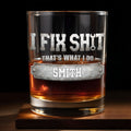 Personalized Custom Whiskey Glass with Metal Wrench Graphic Gift for Dad Whiskey Glass GradoCreations