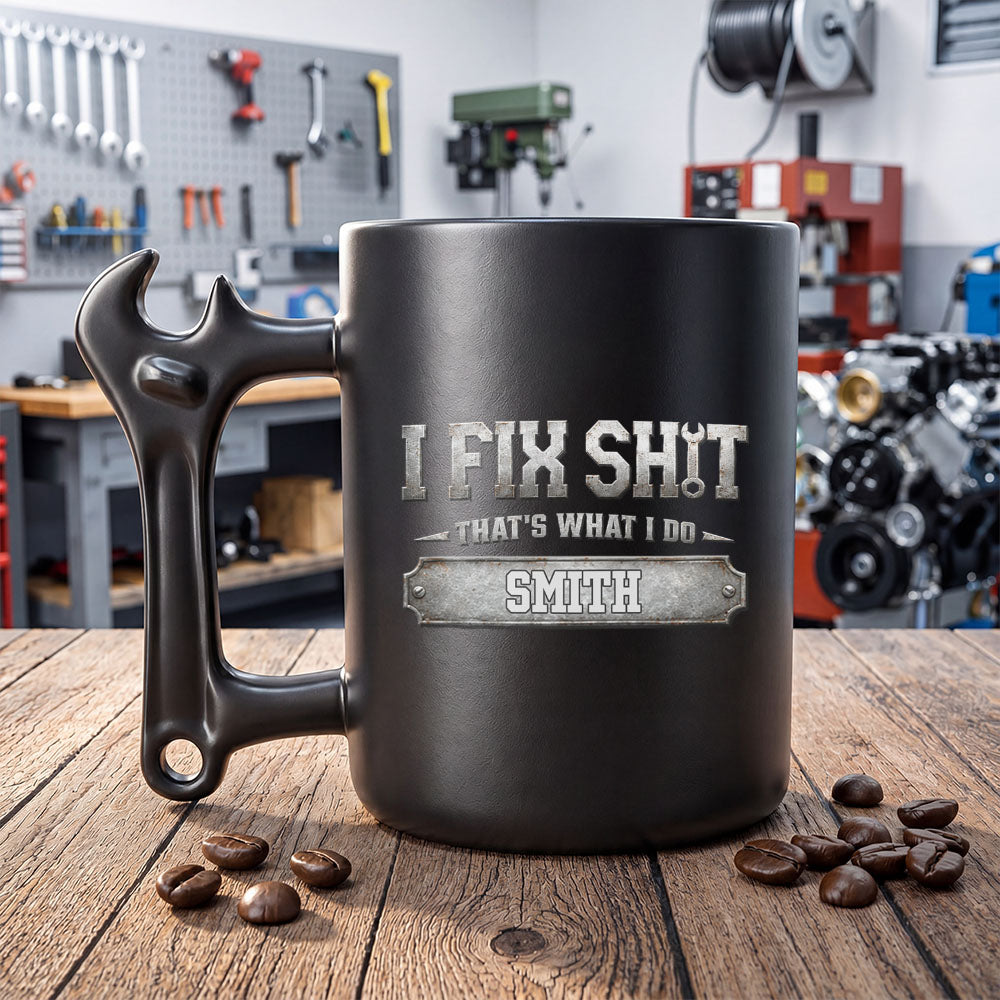 Personalized Wrench Handle Coffee Mug Custom Name Gift for Dad Wrench Handle Mug GradoCreations