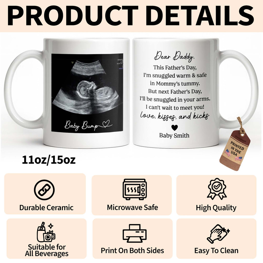 Personalized Father's Day Photo Mug Custom Ultrasound Gift for Dad Edge-to-edge Mug GradoCreations