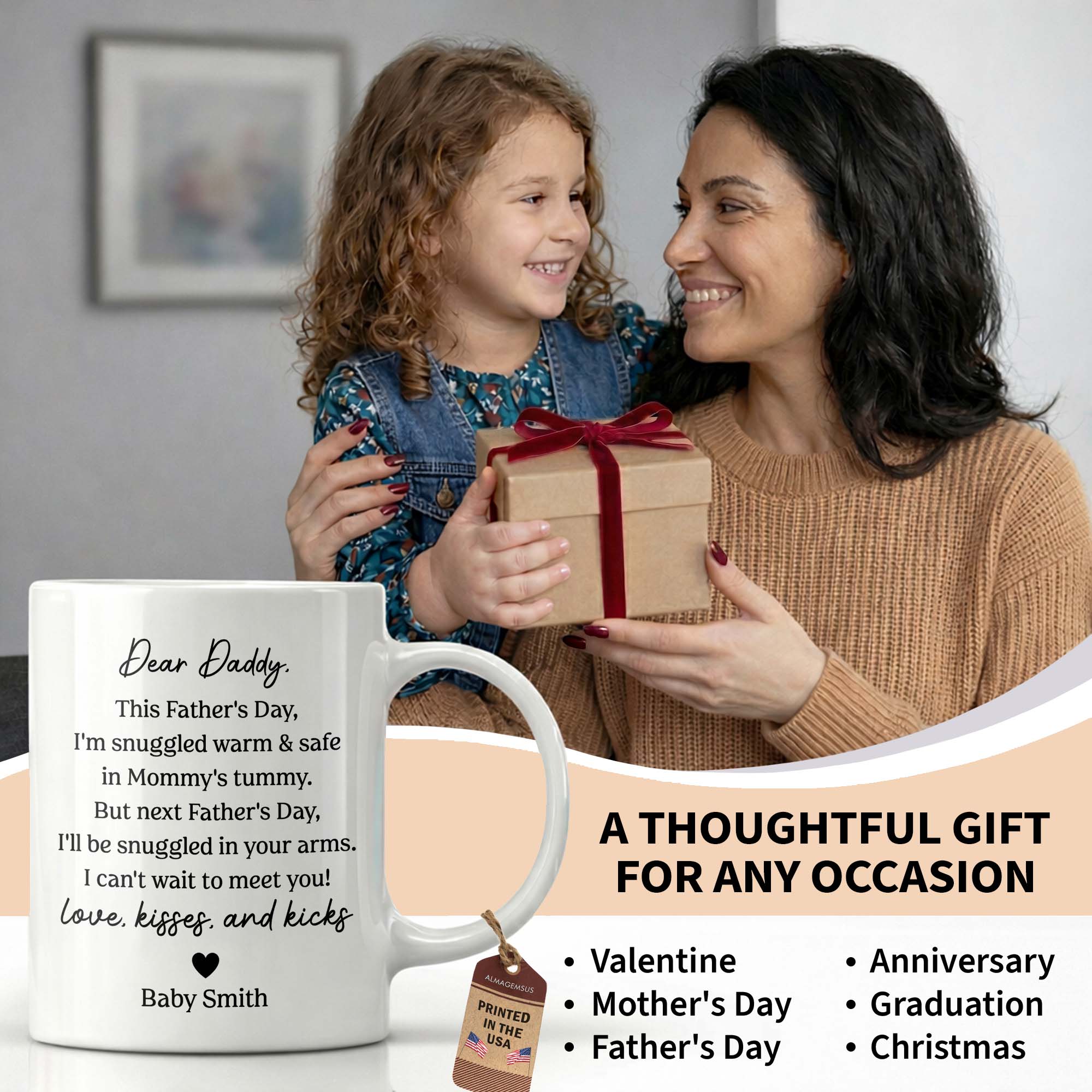 Personalized Father's Day Photo Mug Custom Ultrasound Gift for Dad Edge-to-edge Mug GradoCreations