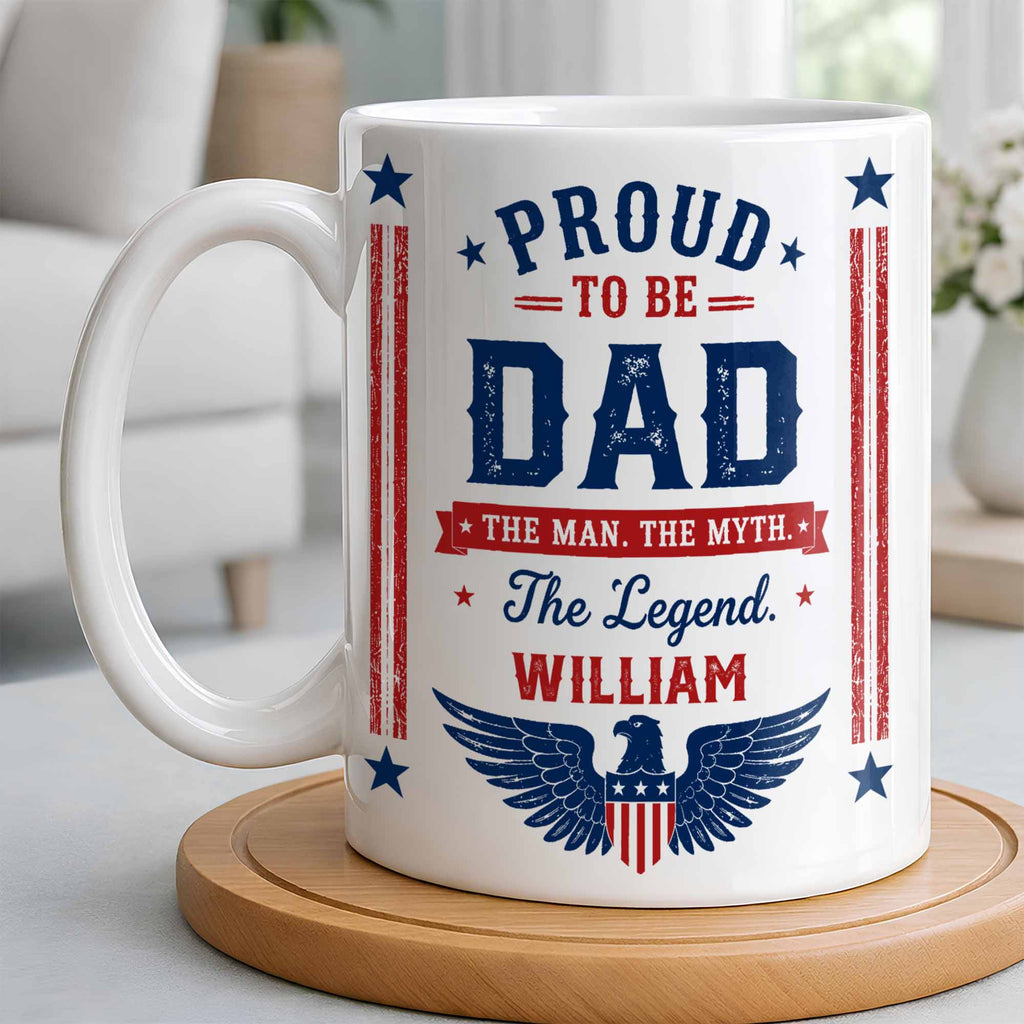 Personalized Patriotic Eagle Coffee Mug Custom Gift for Dad Edge-to-edge Mug GradoCreations