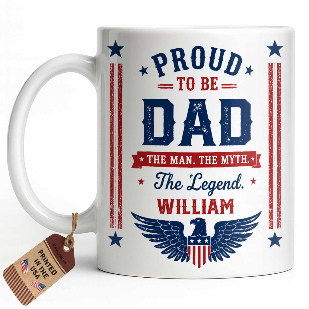 Personalized Patriotic Eagle Coffee Mug Custom Gift for Dad Edge-to-edge Mug GradoCreations