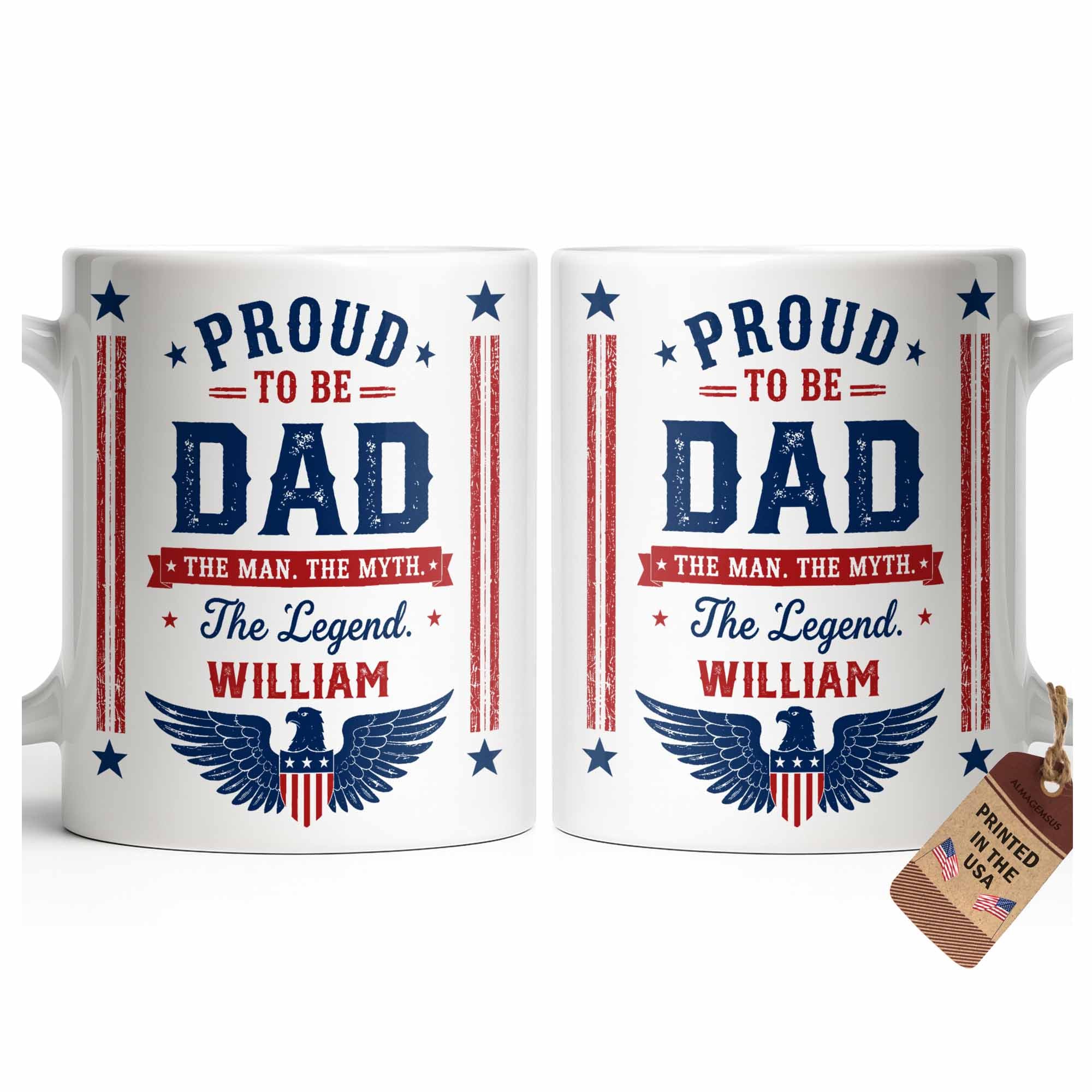 Personalized Patriotic Eagle Coffee Mug Custom Gift for Dad Edge-to-edge Mug GradoCreations