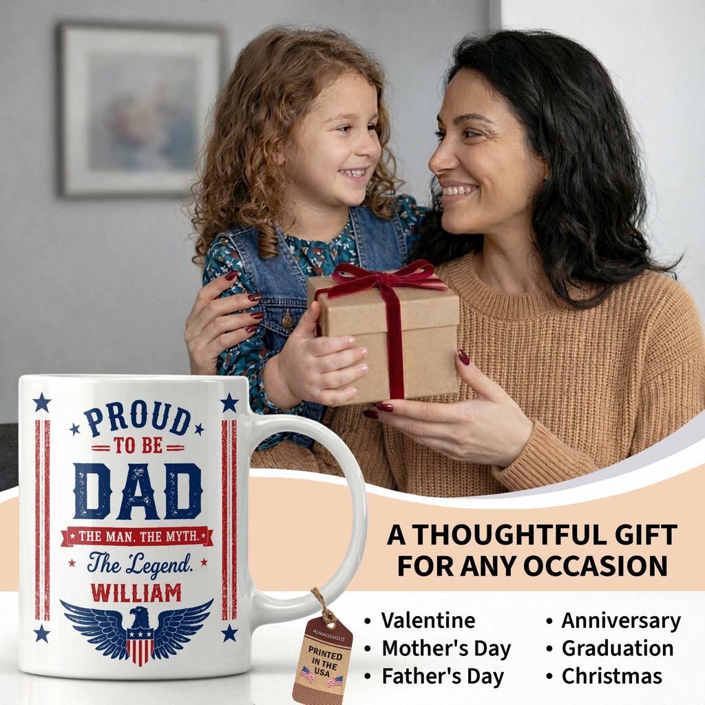 Personalized Patriotic Eagle Coffee Mug Custom Gift for Dad Edge-to-edge Mug GradoCreations
