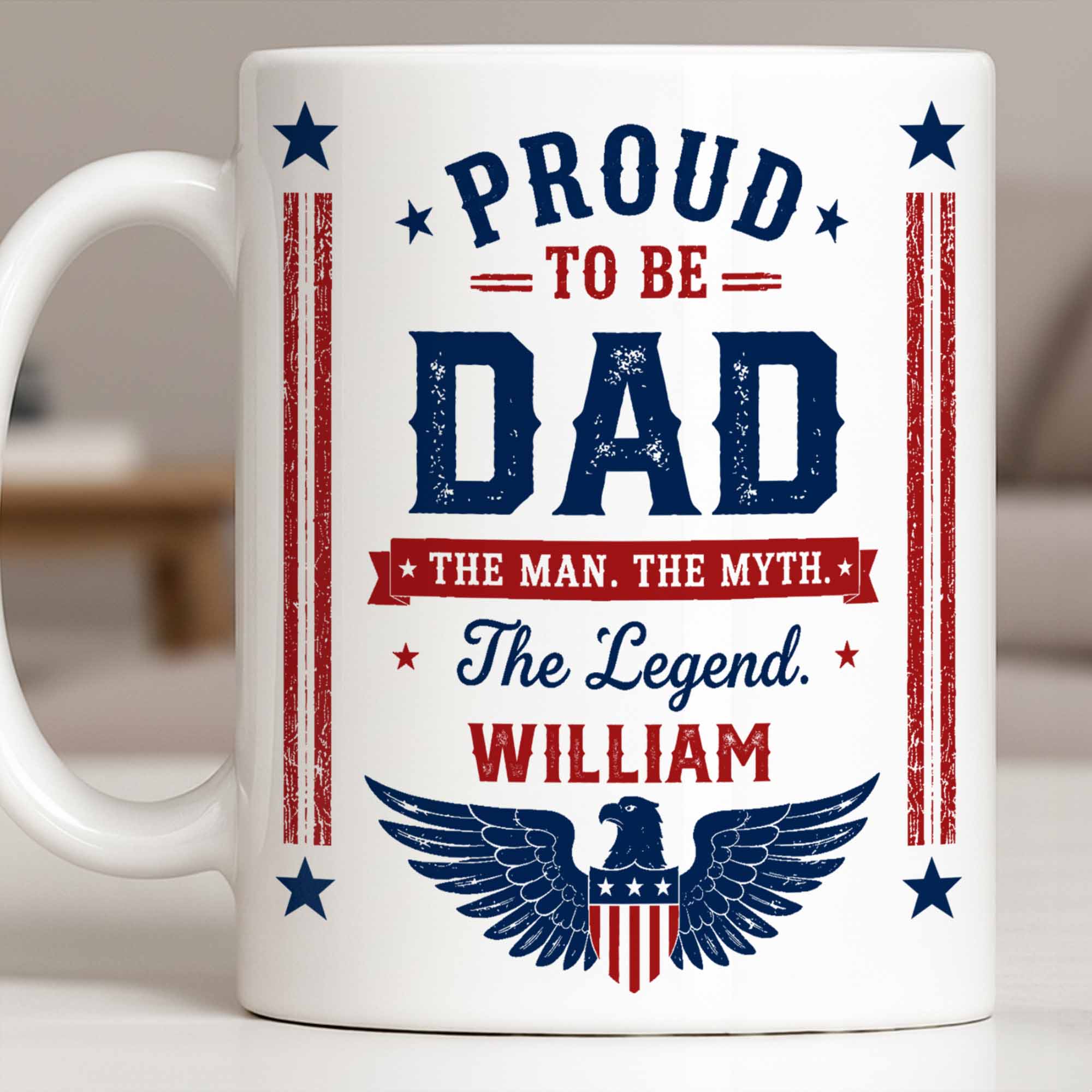 Personalized Patriotic Eagle Coffee Mug Custom Gift for Dad Edge-to-edge Mug GradoCreations