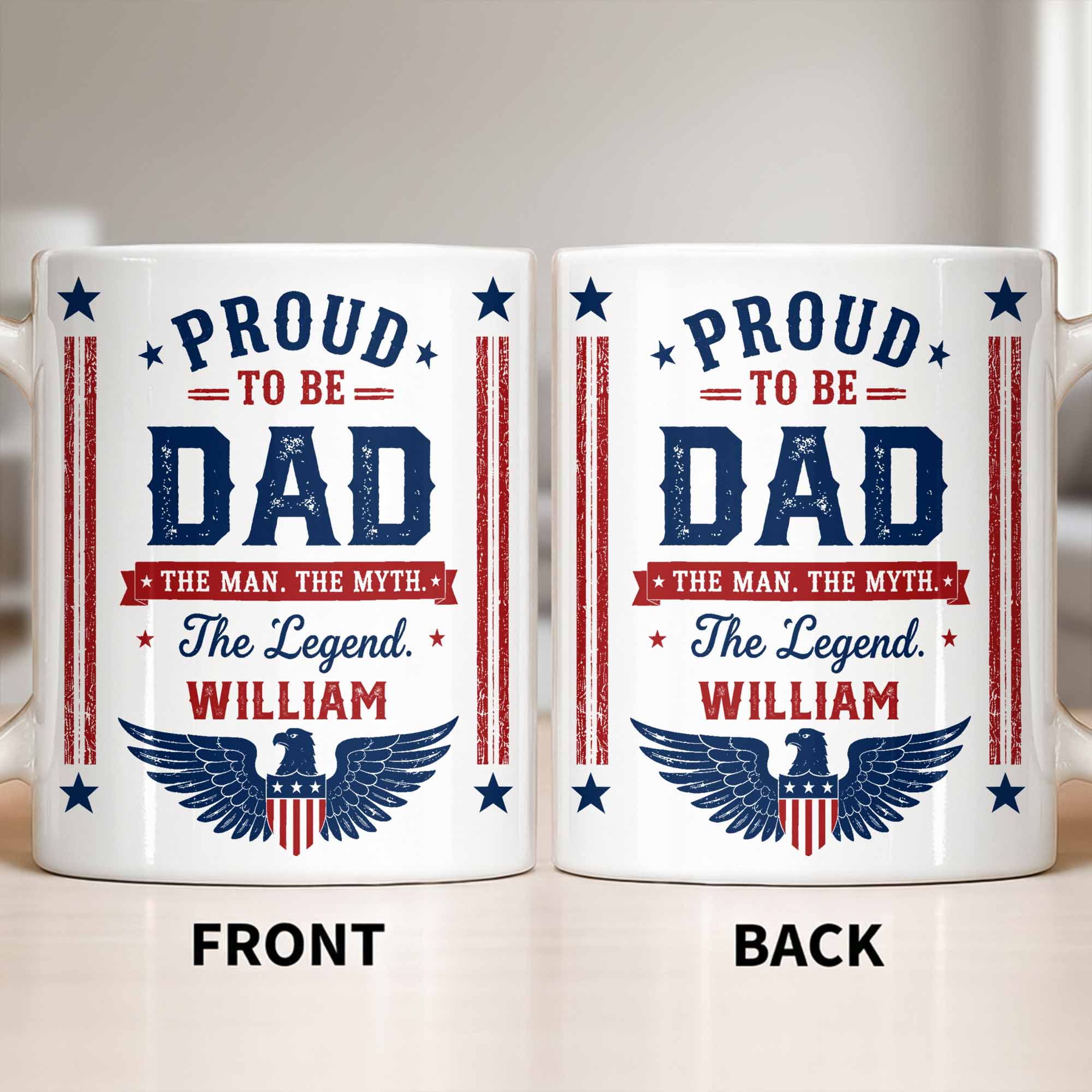 Personalized Patriotic Eagle Coffee Mug Custom Gift for Dad Edge-to-edge Mug GradoCreations