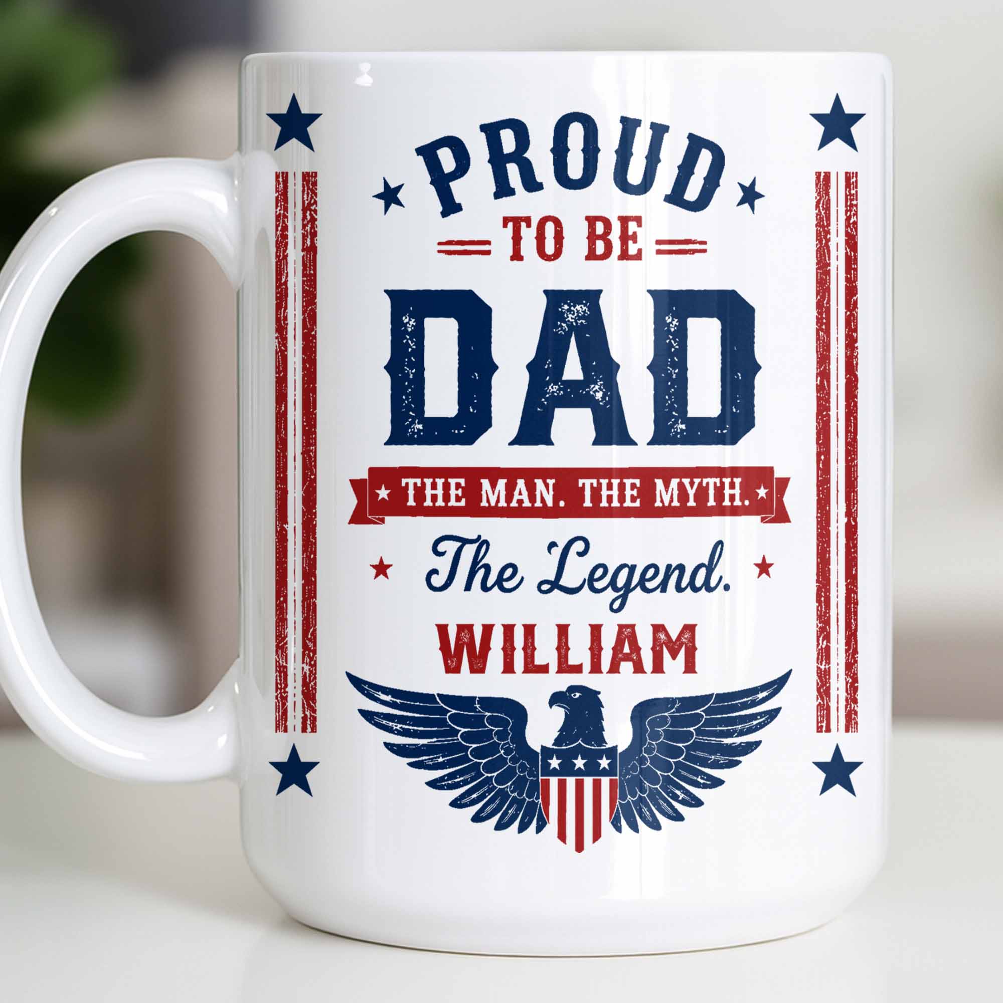 Personalized Patriotic Eagle Coffee Mug Custom Gift for Dad Edge-to-edge Mug GradoCreations