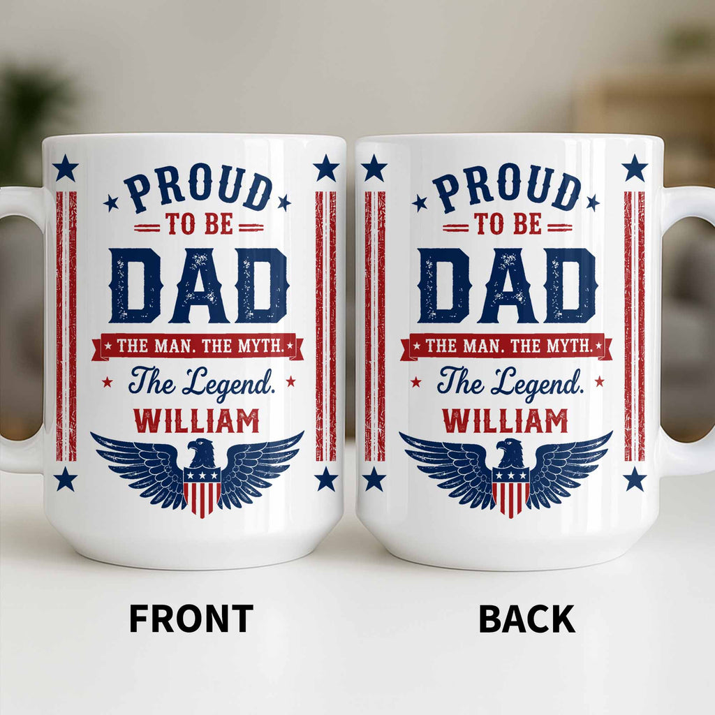 Personalized Patriotic Eagle Coffee Mug Custom Gift for Dad Edge-to-edge Mug GradoCreations
