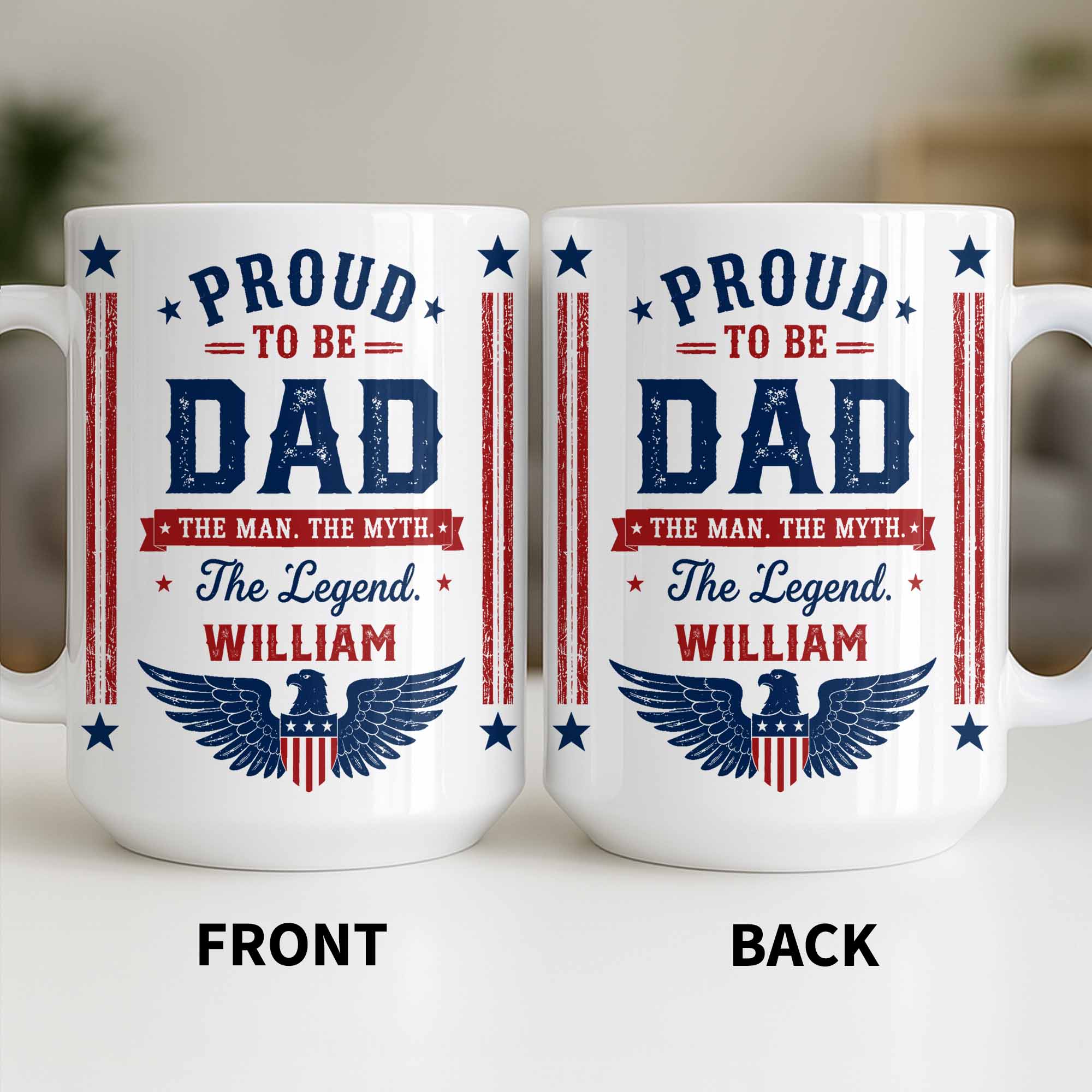 Personalized Patriotic Eagle Coffee Mug Custom Gift for Dad Edge-to-edge Mug GradoCreations
