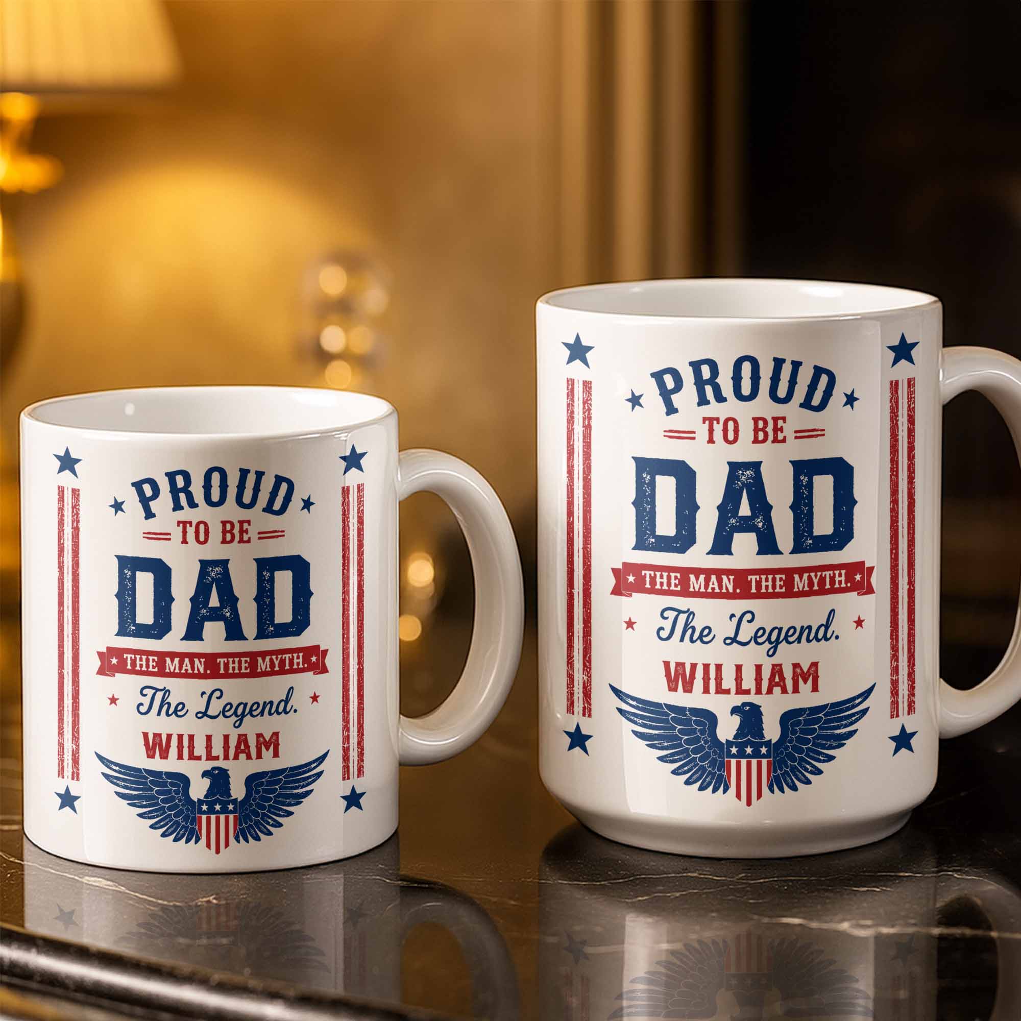 Personalized Patriotic Eagle Coffee Mug Custom Gift for Dad Edge-to-edge Mug GradoCreations