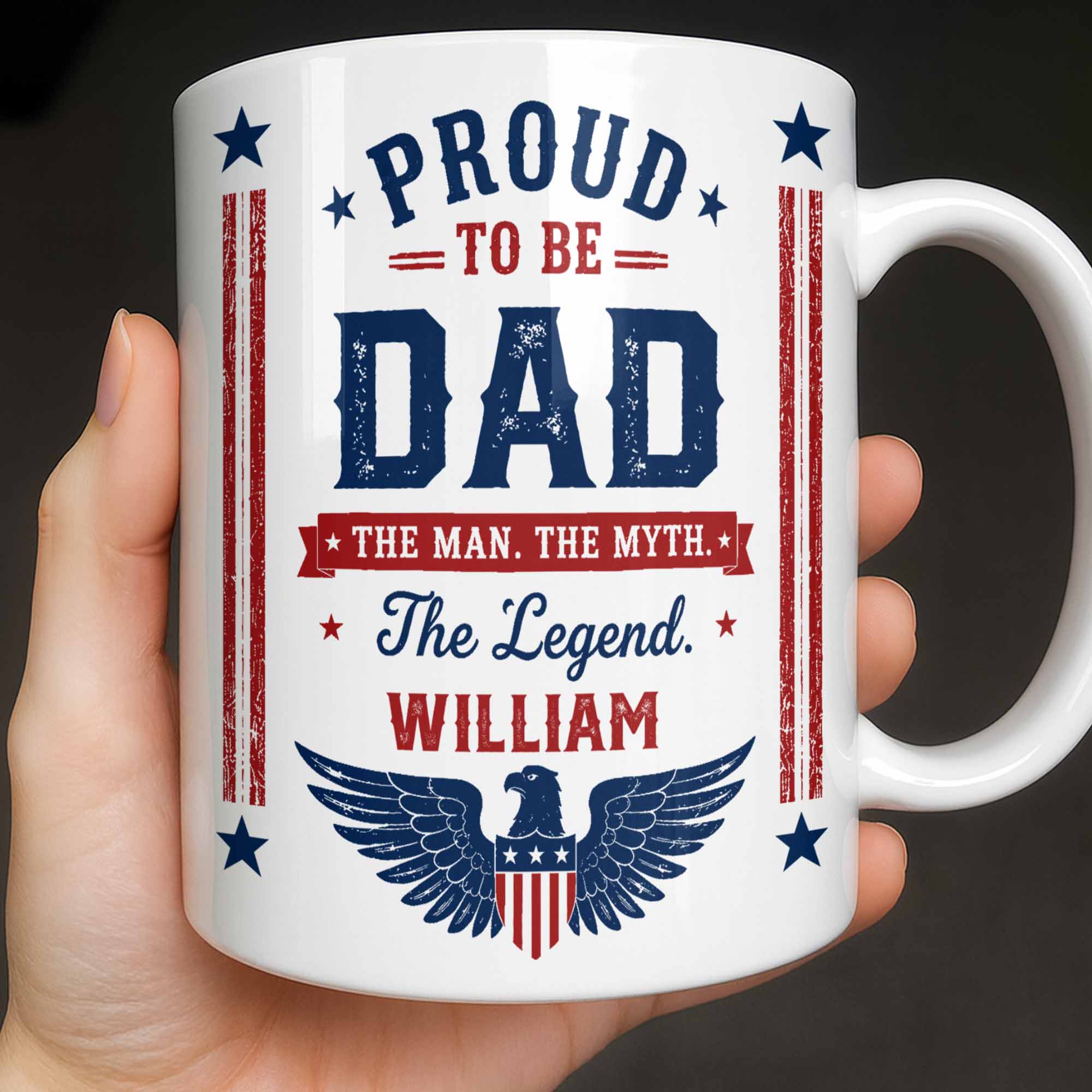 Personalized Patriotic Eagle Coffee Mug Custom Gift for Dad Edge-to-edge Mug GradoCreations