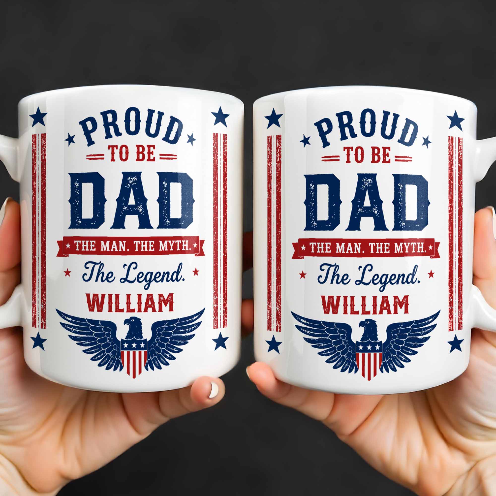 Personalized Patriotic Eagle Coffee Mug Custom Gift for Dad Edge-to-edge Mug GradoCreations