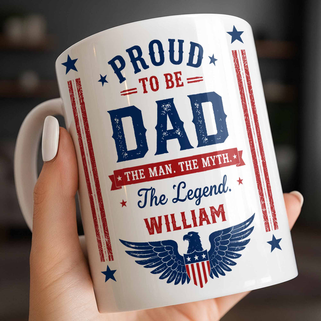 Personalized Patriotic Eagle Coffee Mug Custom Gift for Dad Edge-to-edge Mug GradoCreations