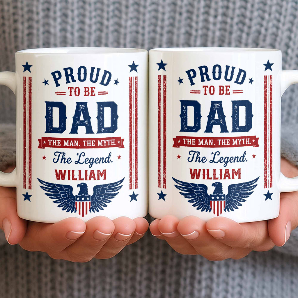 Personalized Patriotic Eagle Coffee Mug Custom Gift for Dad Edge-to-edge Mug GradoCreations
