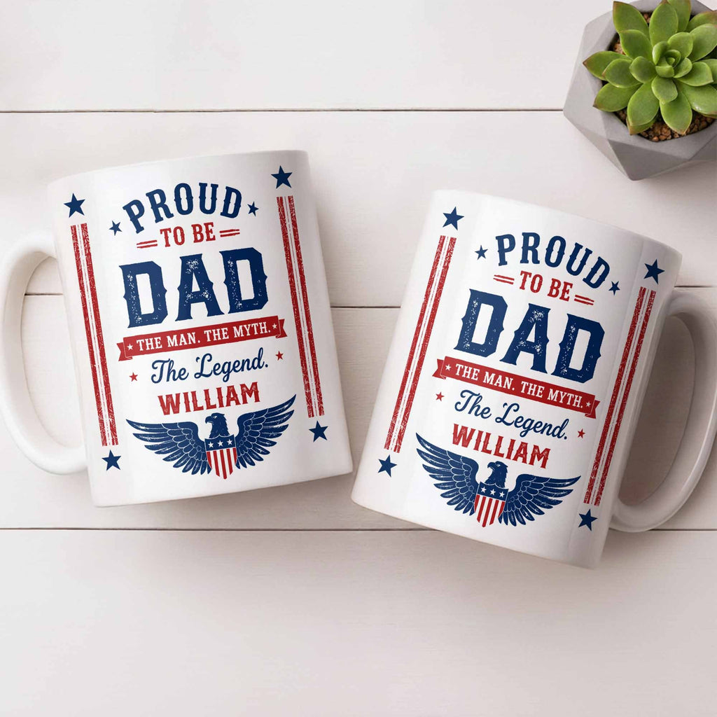 Personalized Patriotic Eagle Coffee Mug Custom Gift for Dad Edge-to-edge Mug GradoCreations