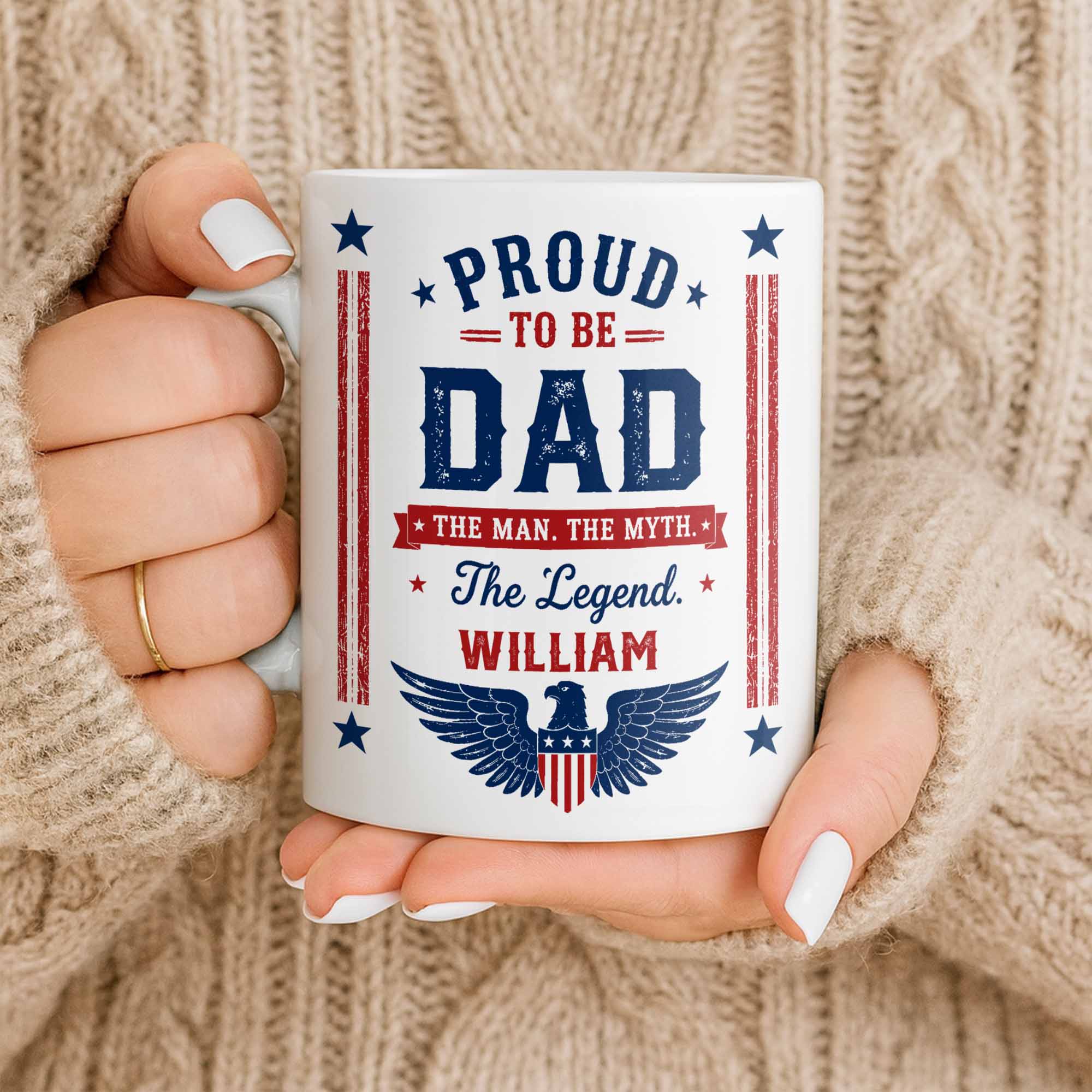 Personalized Patriotic Eagle Coffee Mug Custom Gift for Dad Edge-to-edge Mug GradoCreations