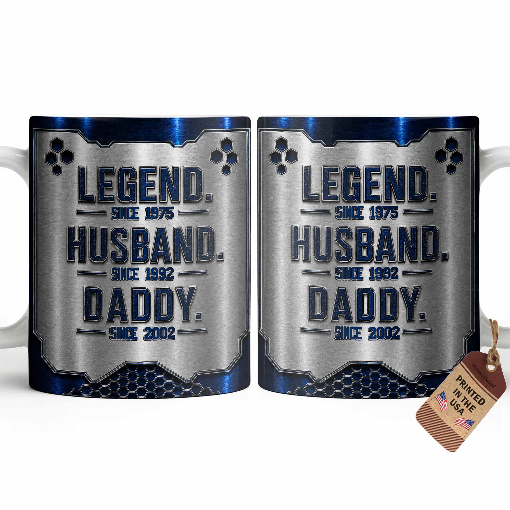 Personalized Honeycomb Coffee Mug Custom for Dad Husband Edge-to-edge Mug GradoCreations