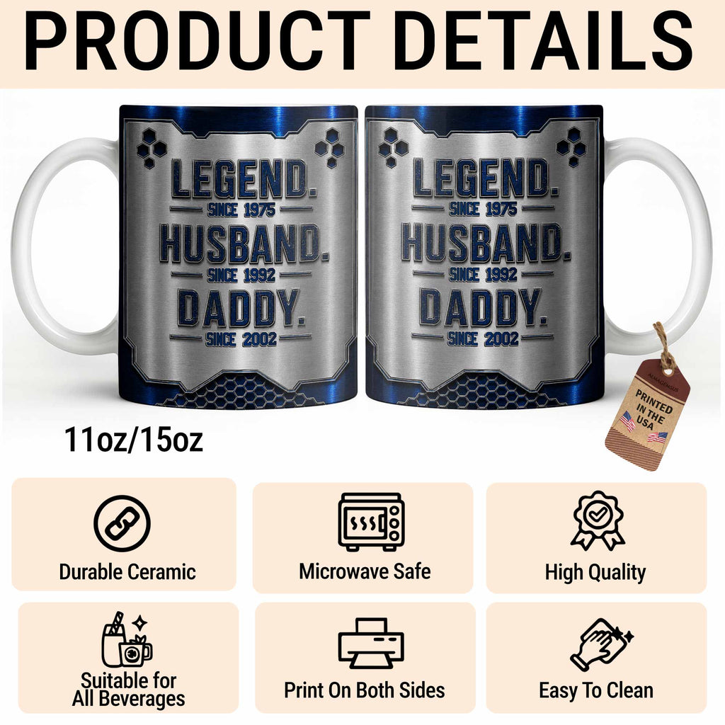 Personalized Honeycomb Coffee Mug Custom for Dad Husband Edge-to-edge Mug GradoCreations