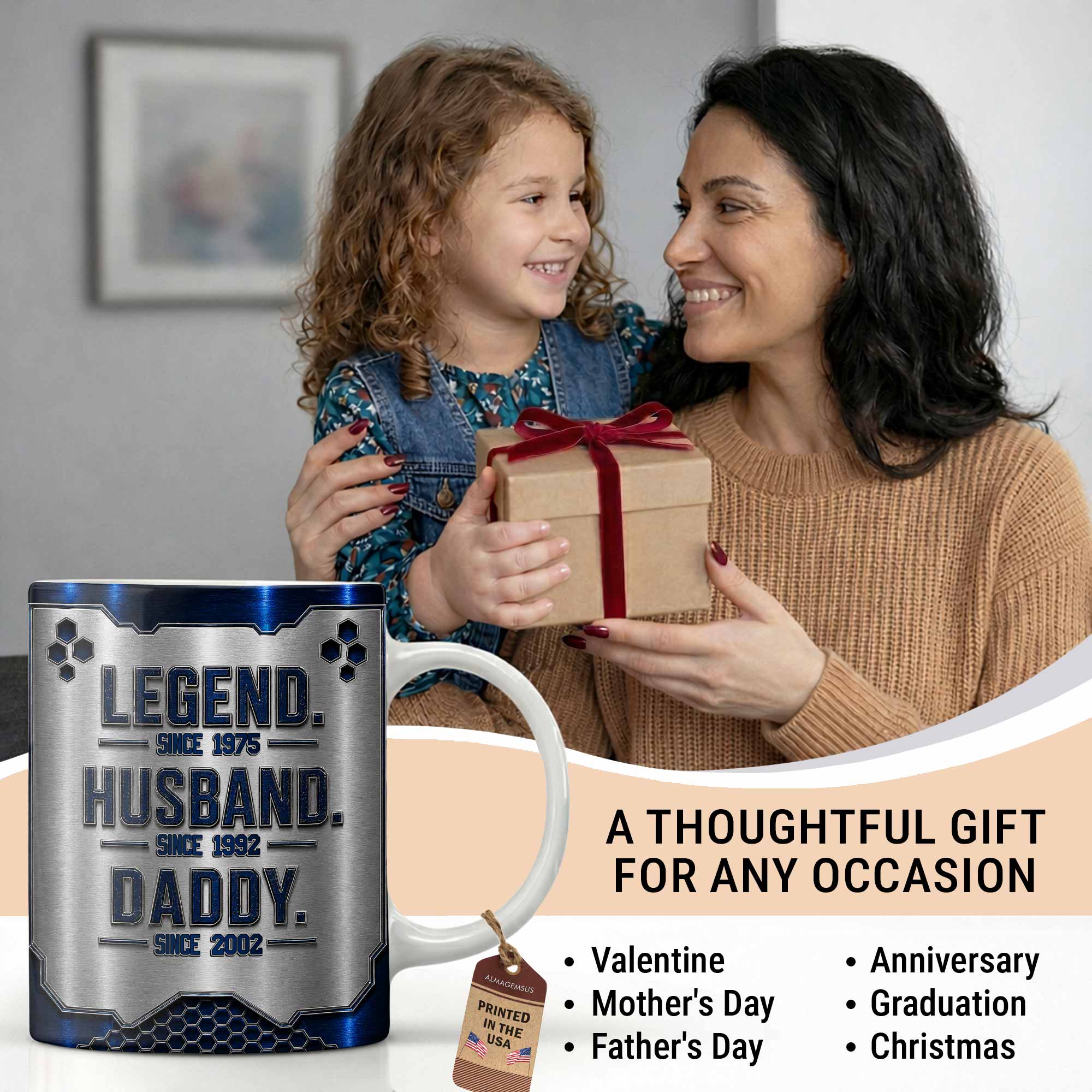 Personalized Honeycomb Coffee Mug Custom for Dad Husband Edge-to-edge Mug GradoCreations