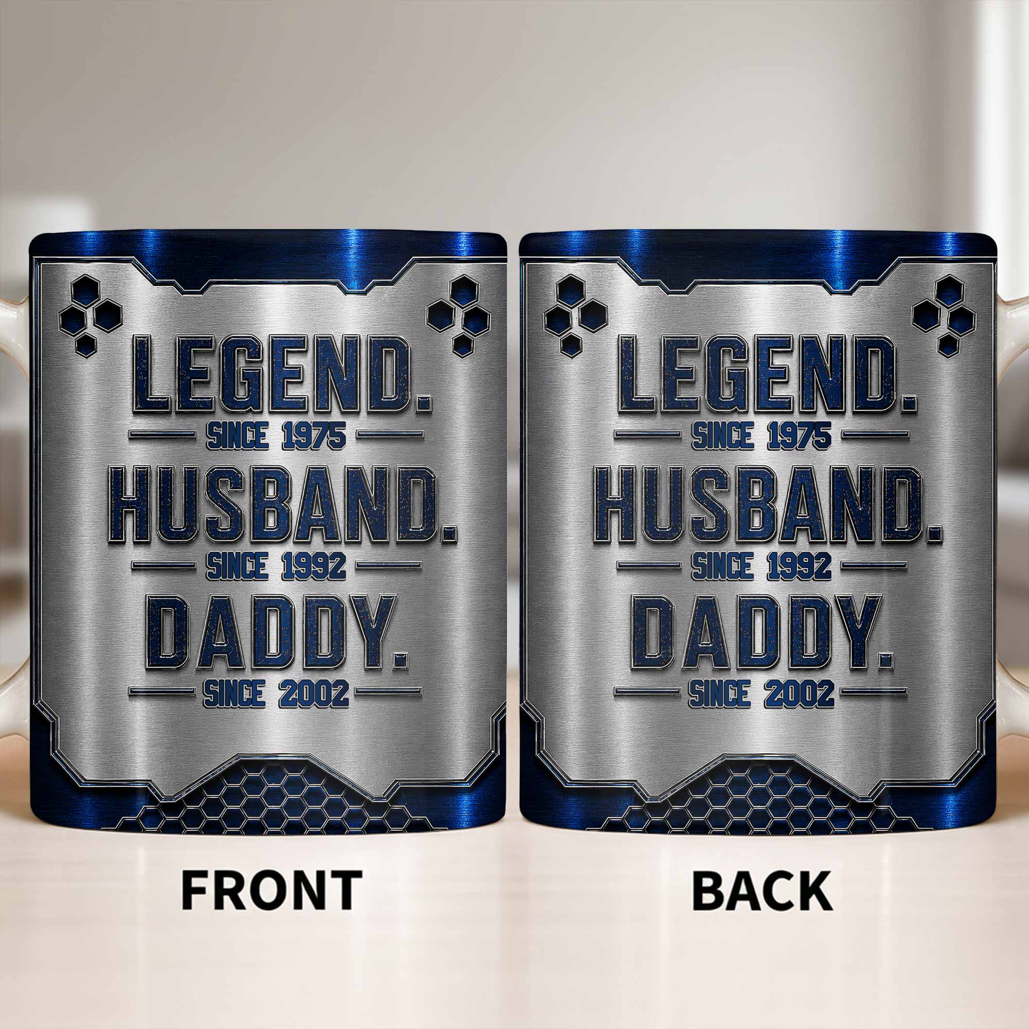 Personalized Honeycomb Coffee Mug Custom for Dad Husband Edge-to-edge Mug GradoCreations