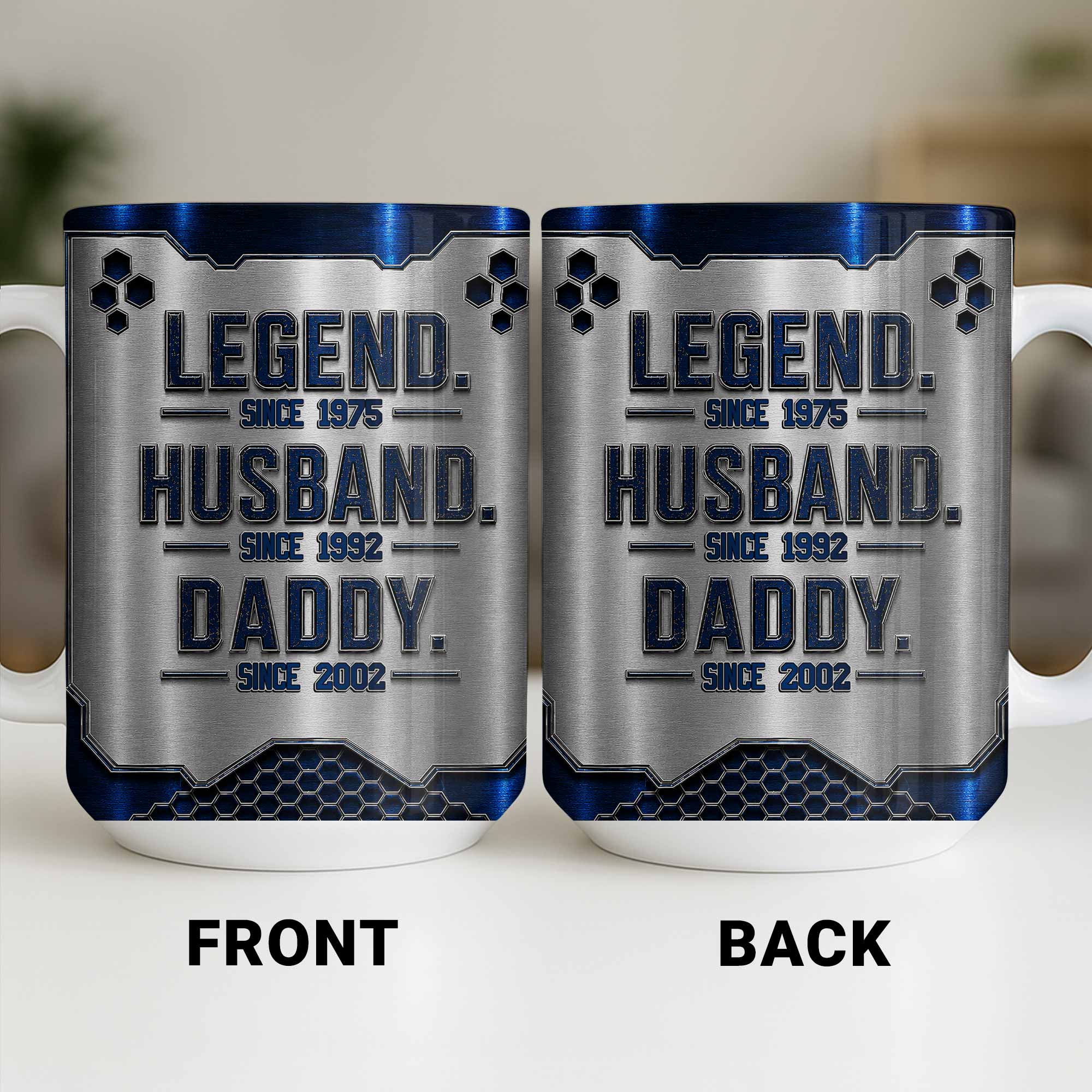 Personalized Honeycomb Coffee Mug Custom for Dad Husband Edge-to-edge Mug GradoCreations