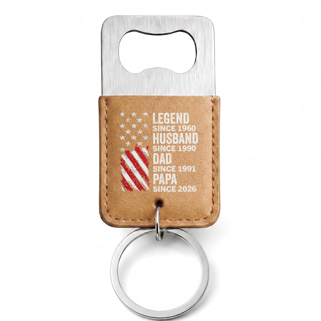 Personalized Leather Bottle Opener Keychain Gift for Dad Leather Bottle Opener Keychain GradoCreations